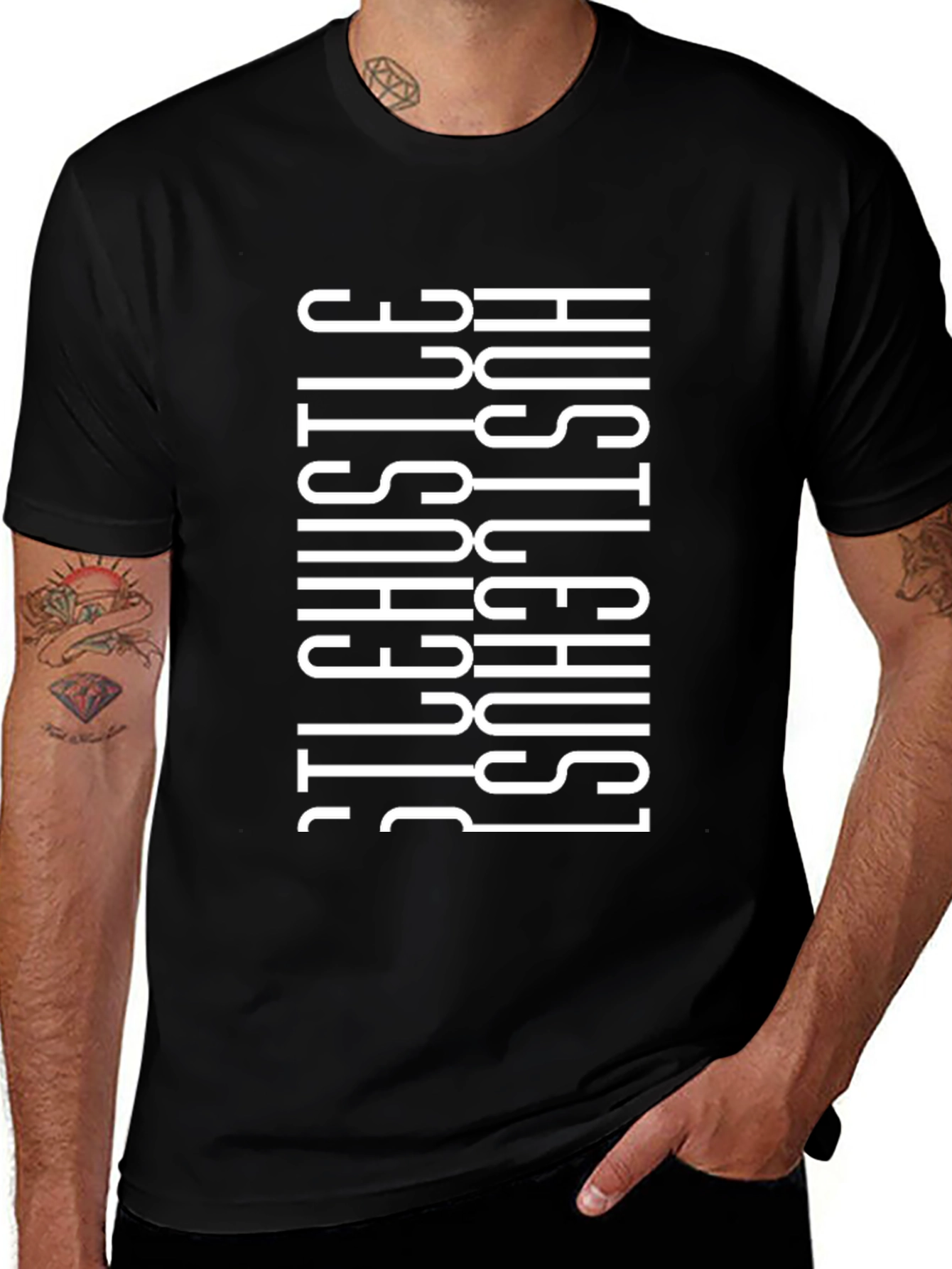 Hustle Graphic Print T-Shirt - Black