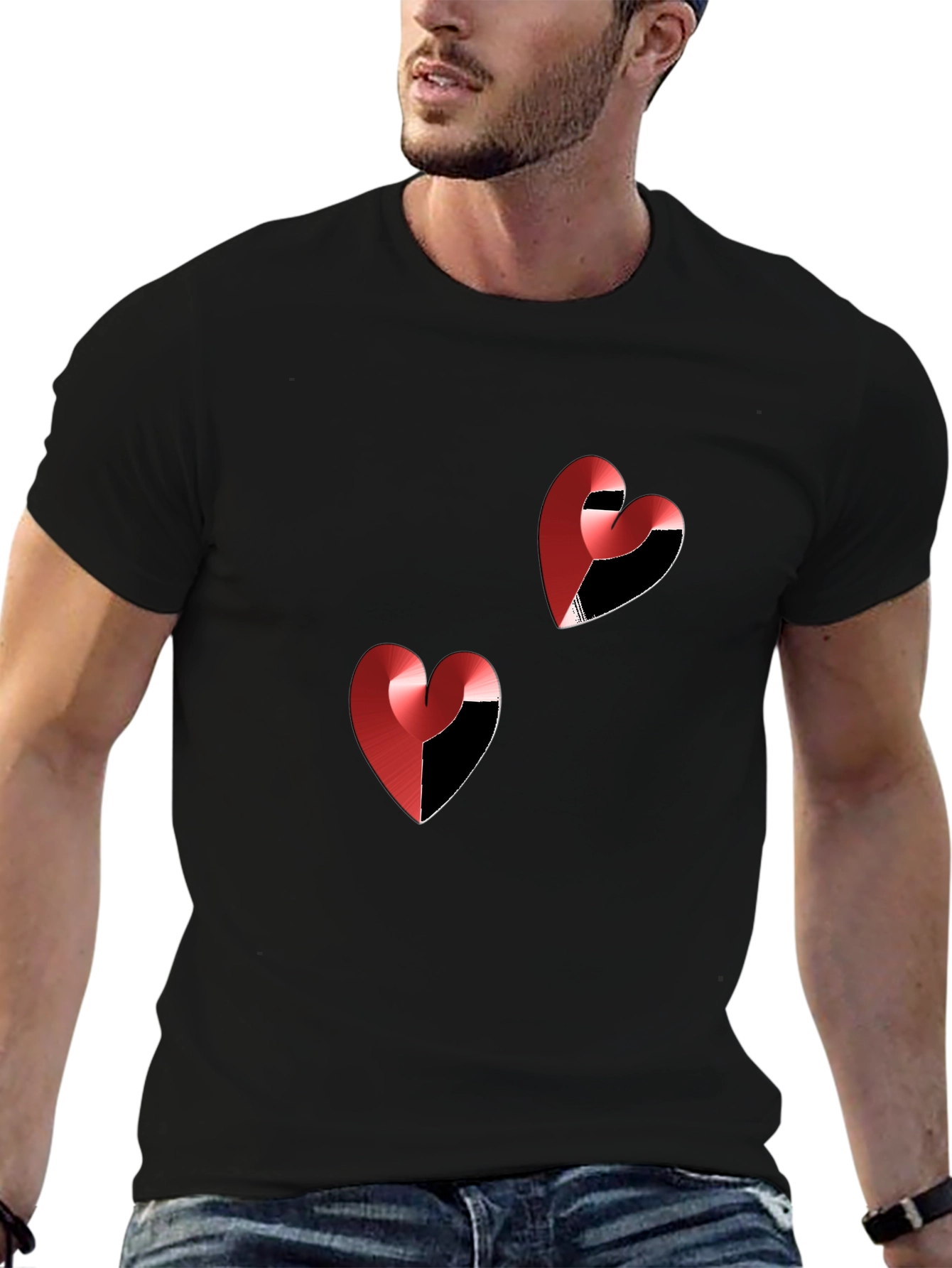 Heart Graphic Tee - Stylish Black Casual T-Shirt