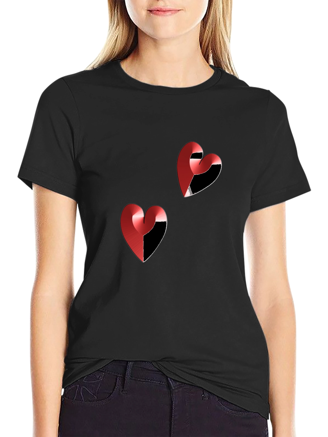 Heart Graphic Tee - Stylish Black Casual T-Shirt