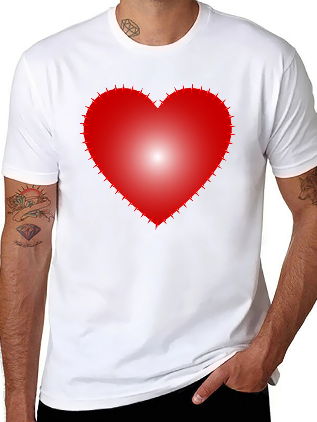 Heart with Thorns Graphic Black T-Shirt