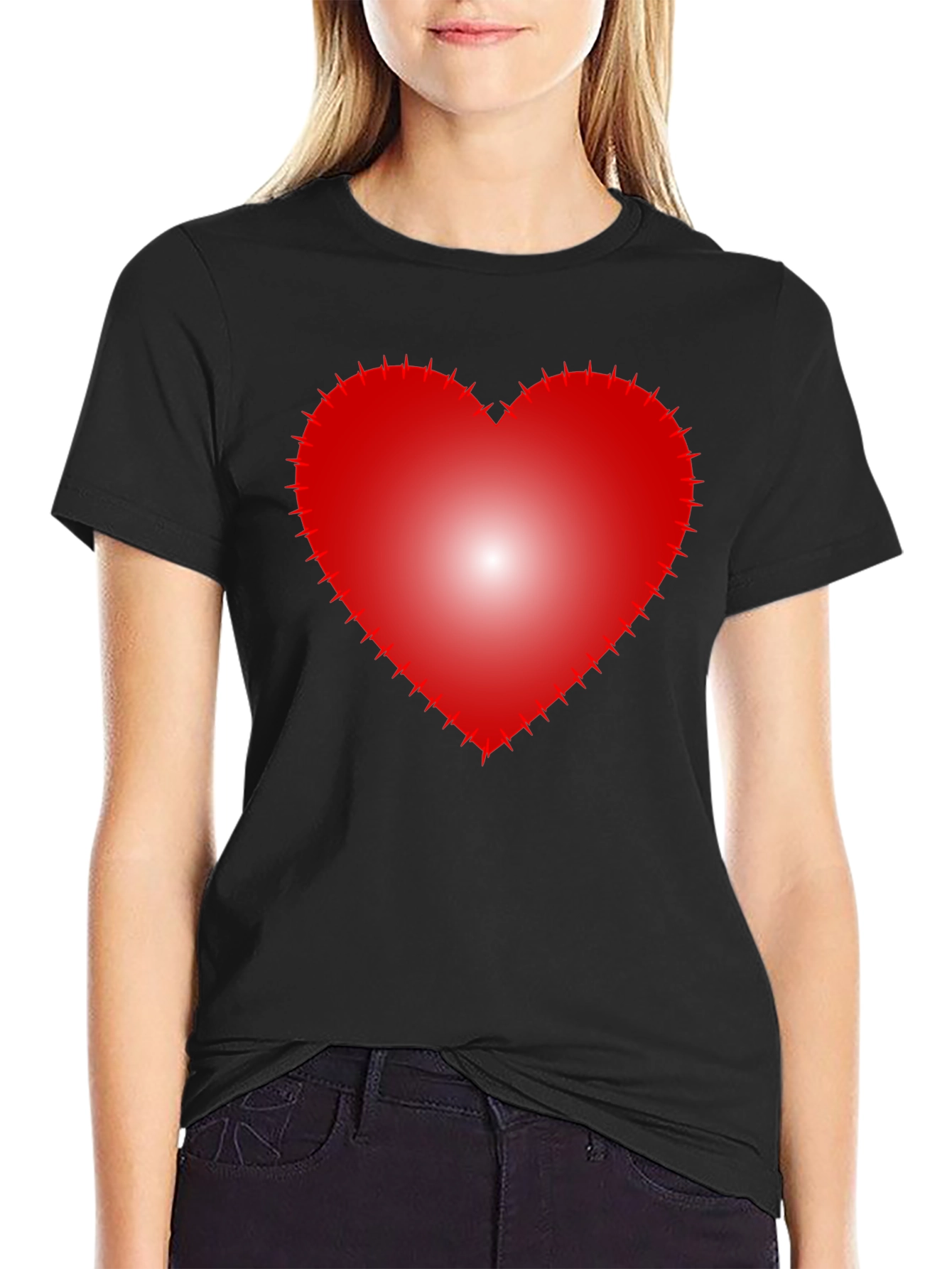 Heart with Thorns Graphic Black T-Shirt