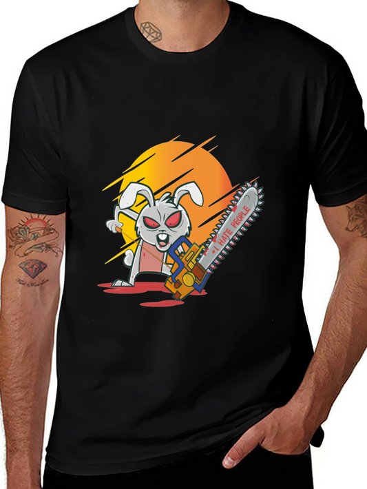 I Hate People Rabbit Chainsaw Graphic Tee