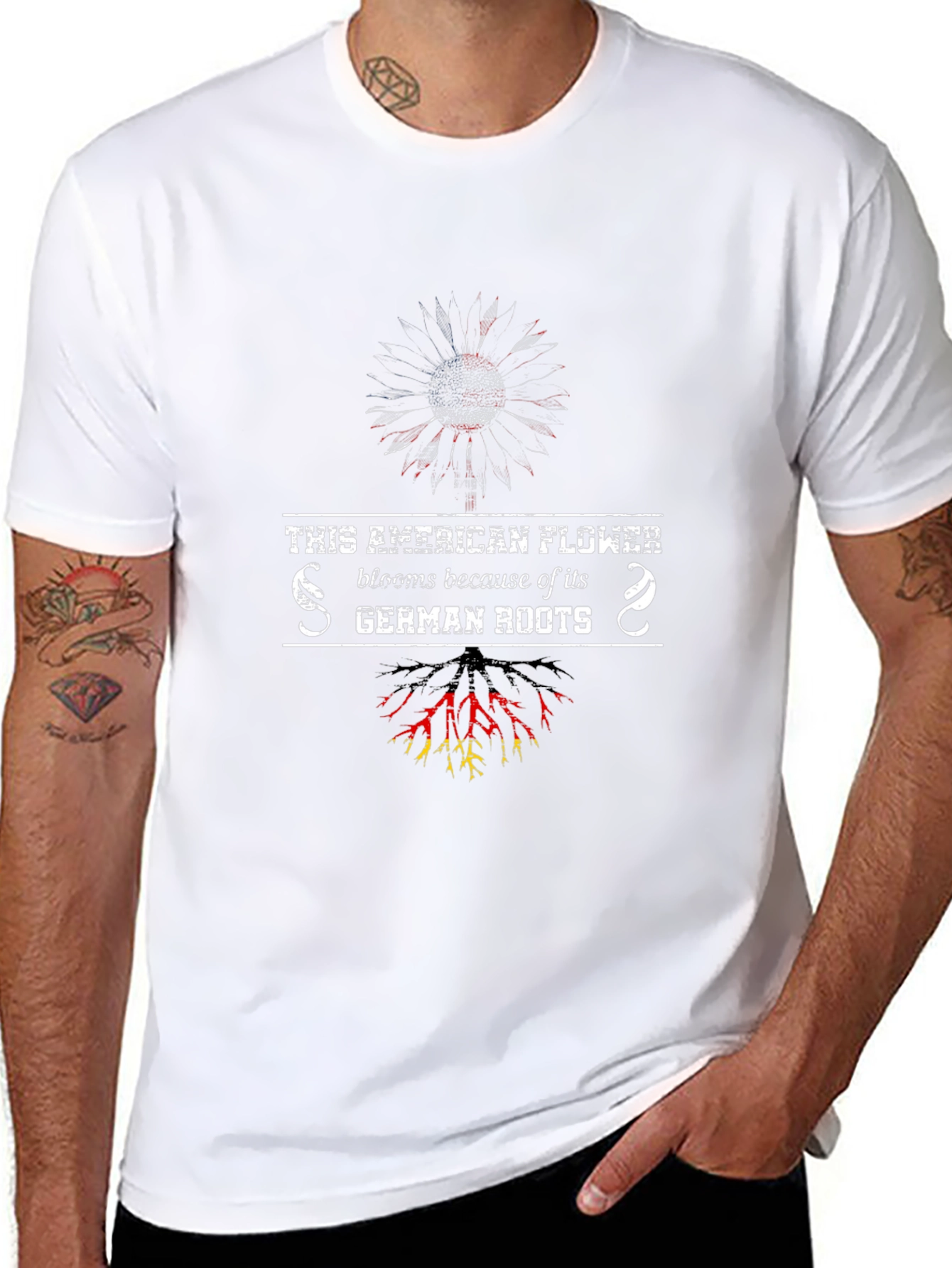 American Flower German Roots Graphic T-Shirt