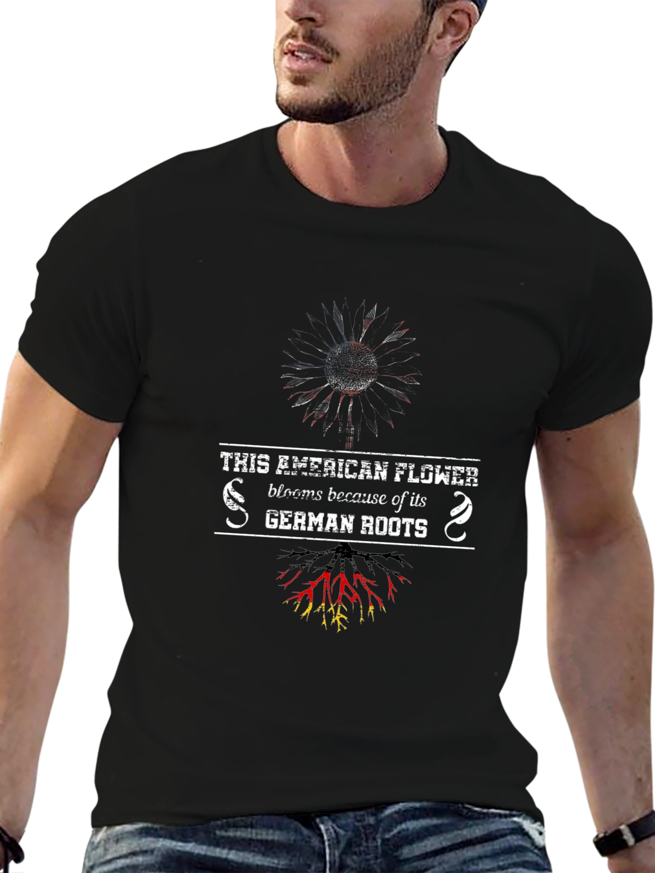 American Flower German Roots Graphic T-Shirt