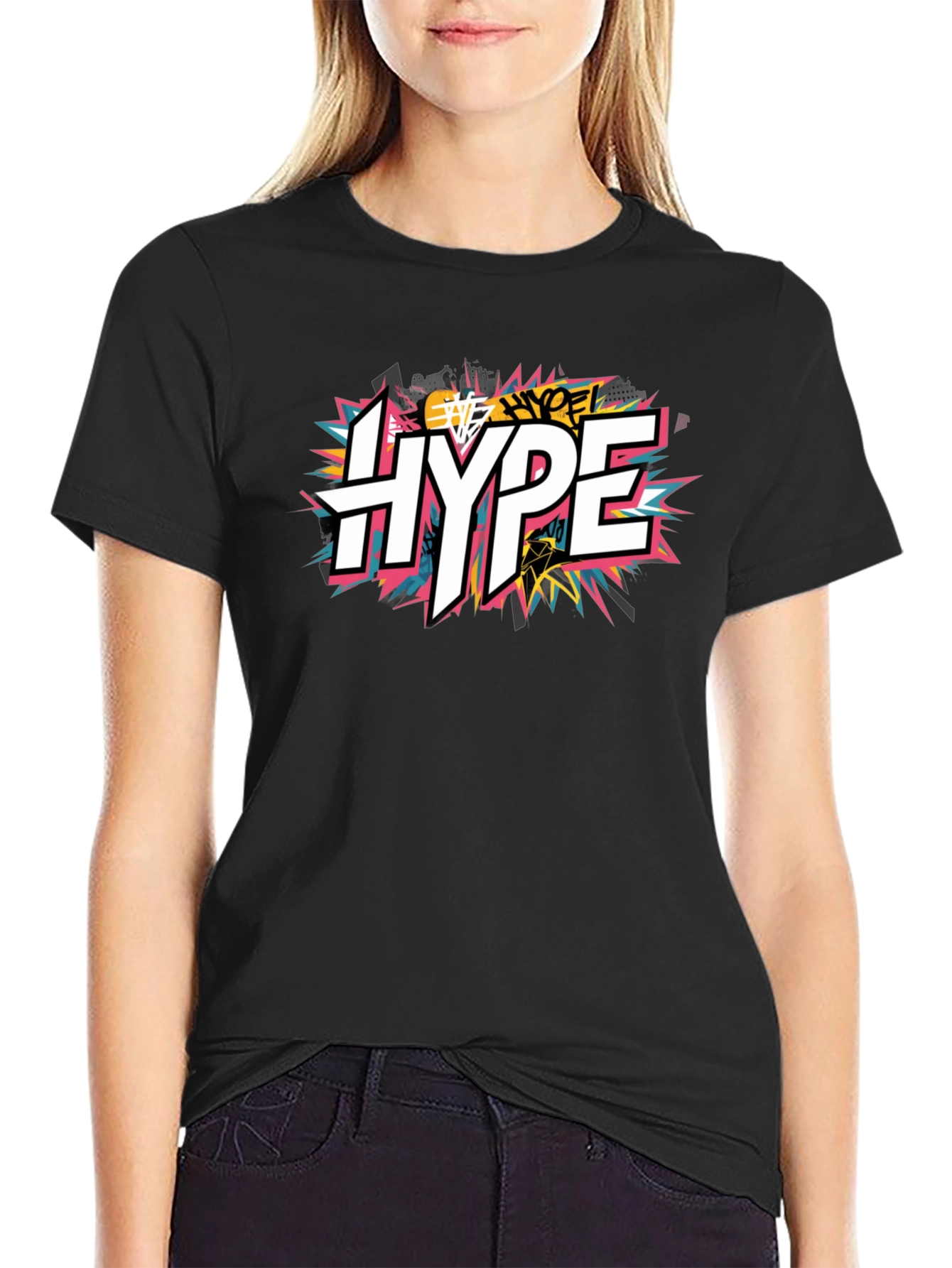 Hype Graphic Print Black T-Shirt