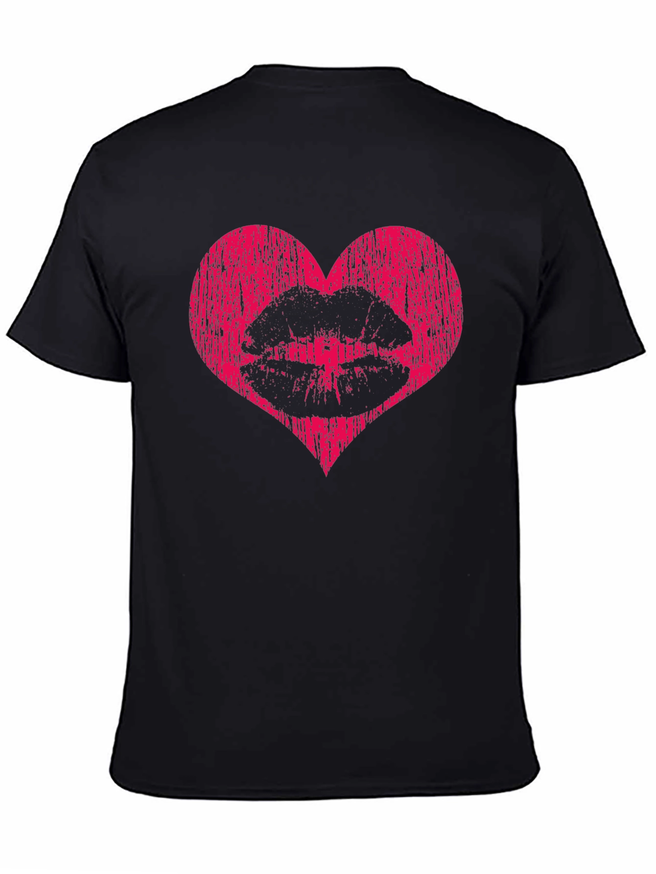 Heart Lips Graphic Tee - Stylish Black T-Shirt