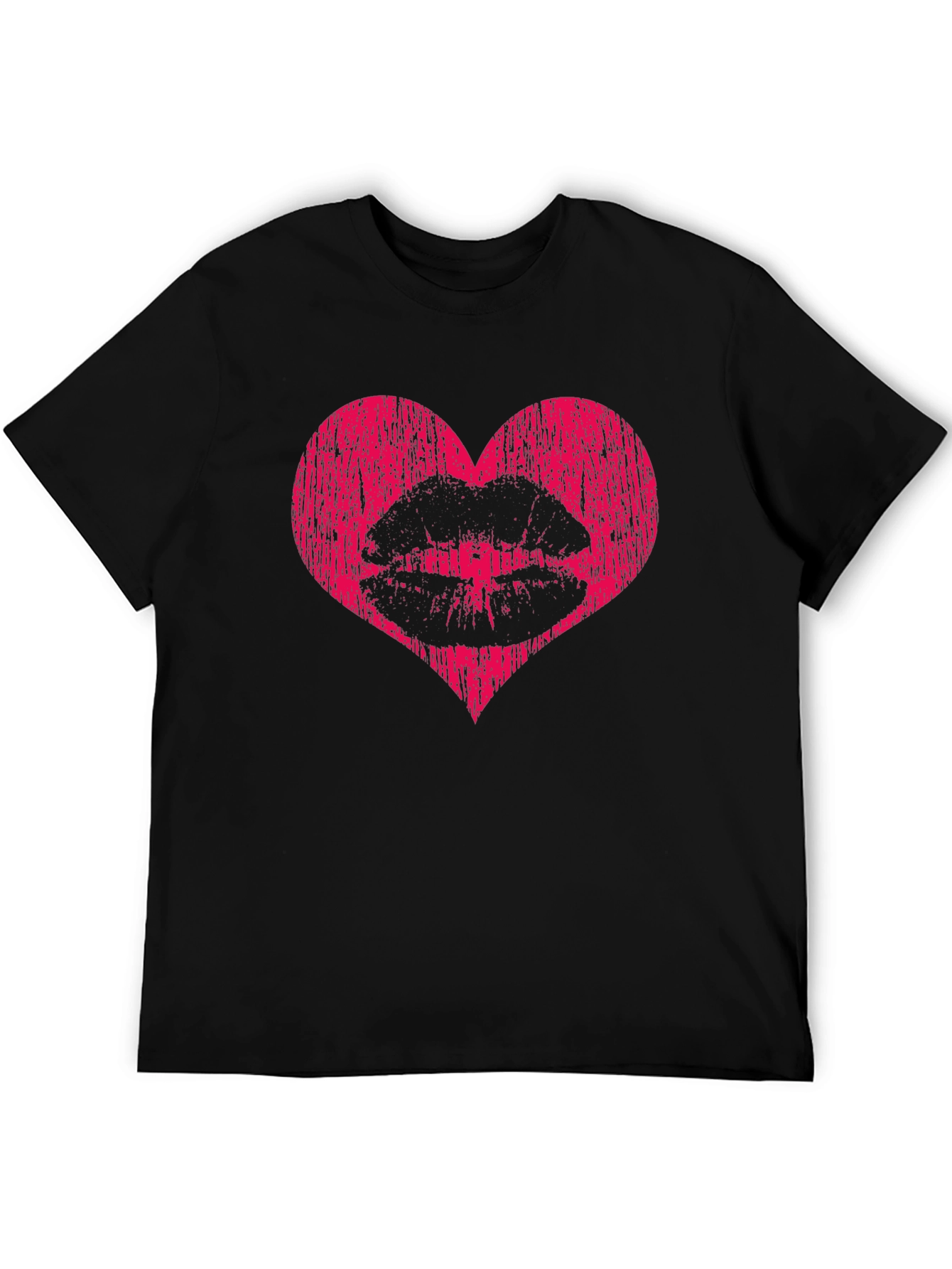 Heart Lips Graphic Tee - Stylish Black T-Shirt
