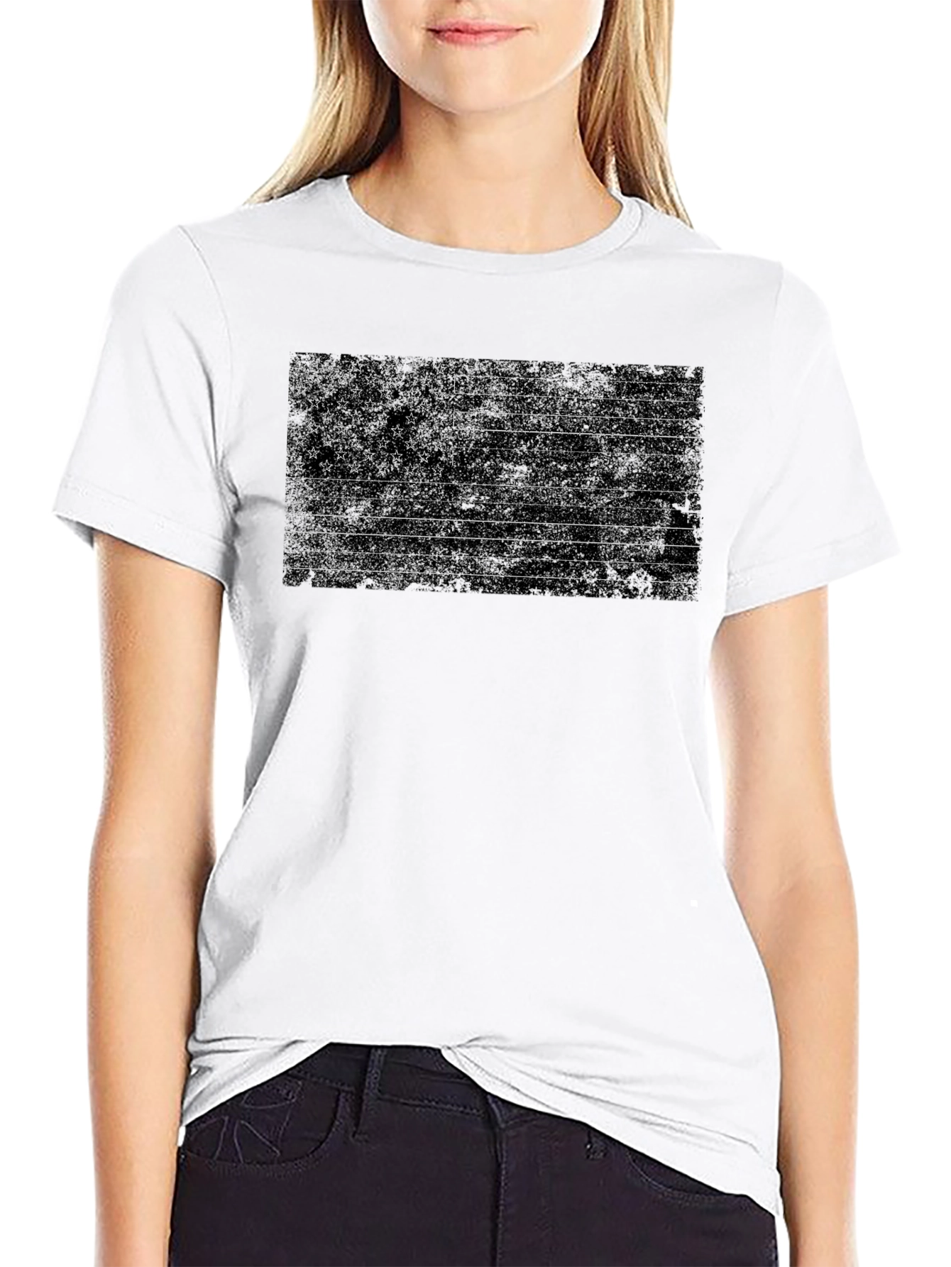 American Flag Distressed Black Graphic T-Shirt