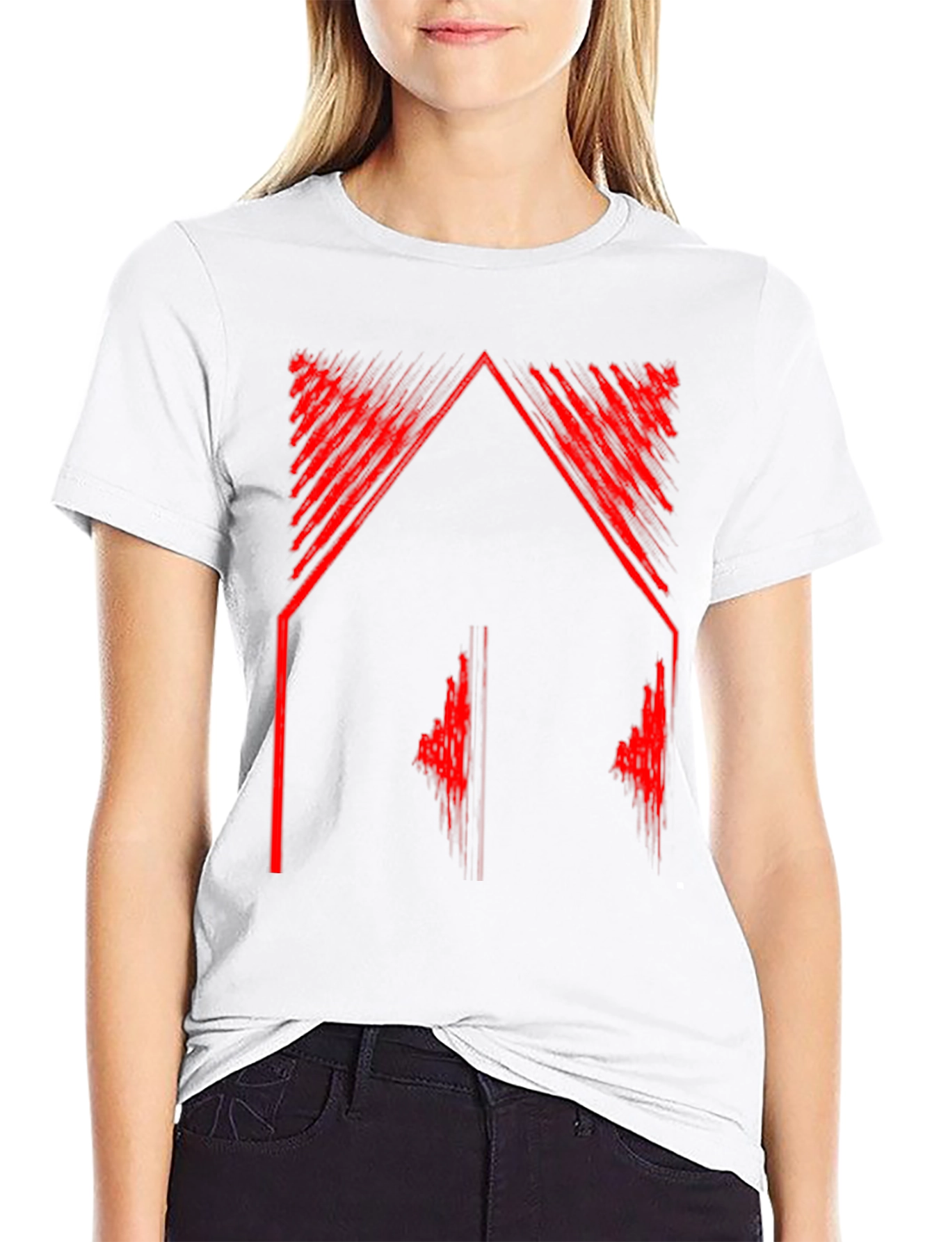 Abstract Red Graphic Tee - Black Casual Shirt