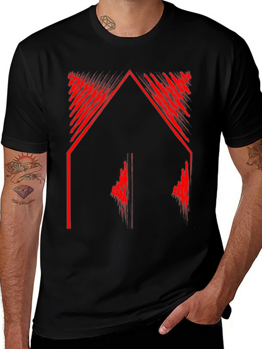 Abstract Red Graphic Tee - Black Casual Shirt