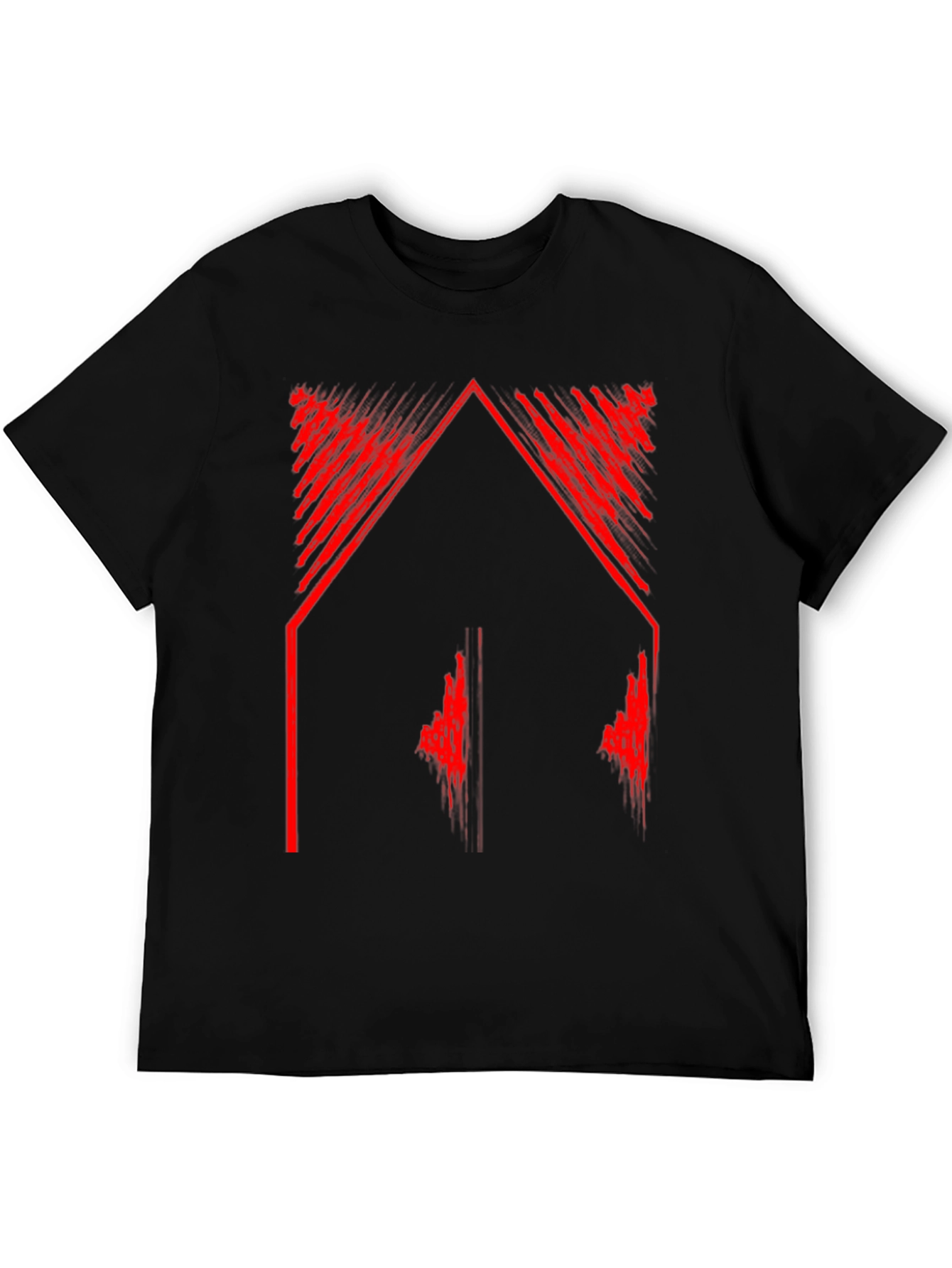 Abstract Red Graphic Tee - Black Casual Shirt