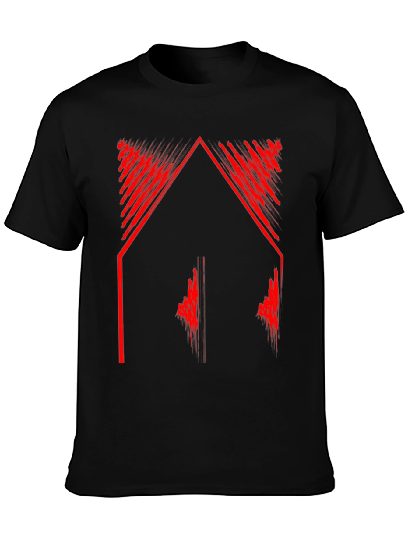 Abstract Red Graphic Tee - Black Casual Shirt