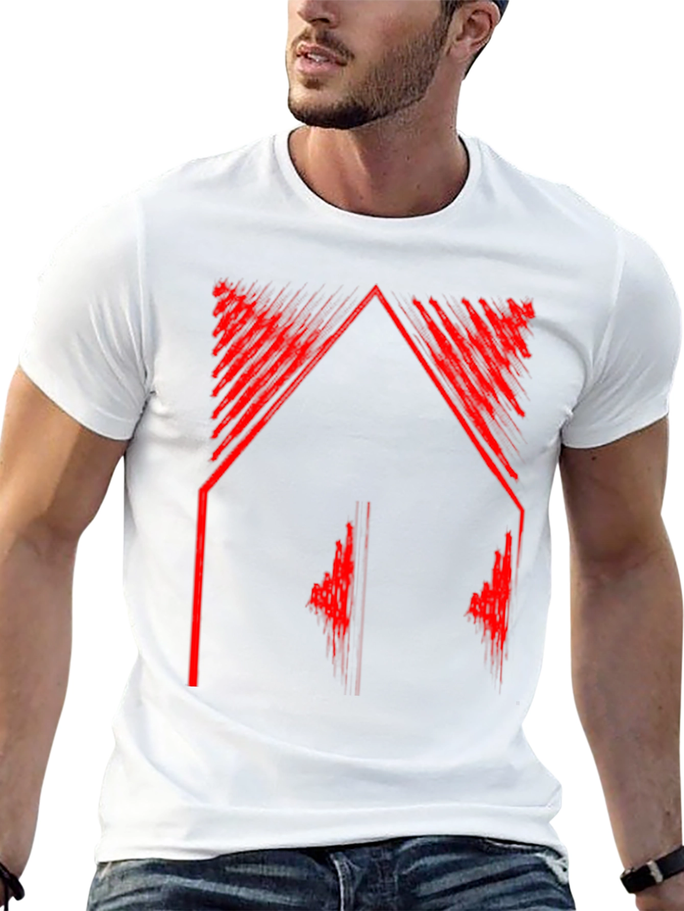 Abstract Red Graphic Tee - Black Casual Shirt