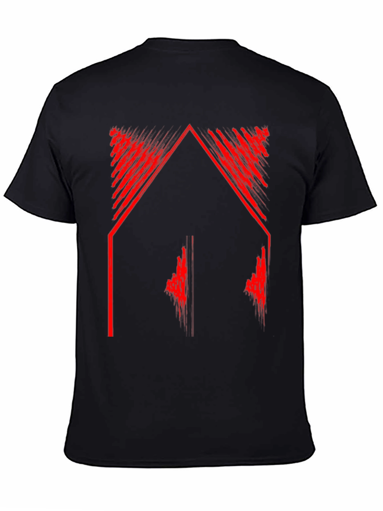 Abstract Red Graphic Tee - Black Casual Shirt