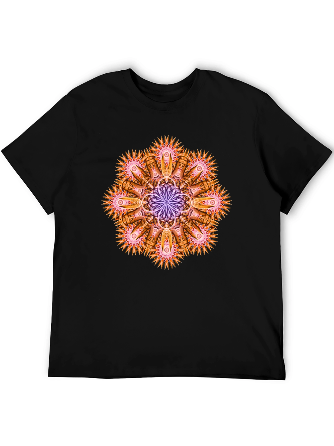 Abstract Mandala Graphic Tee - Black Cotton