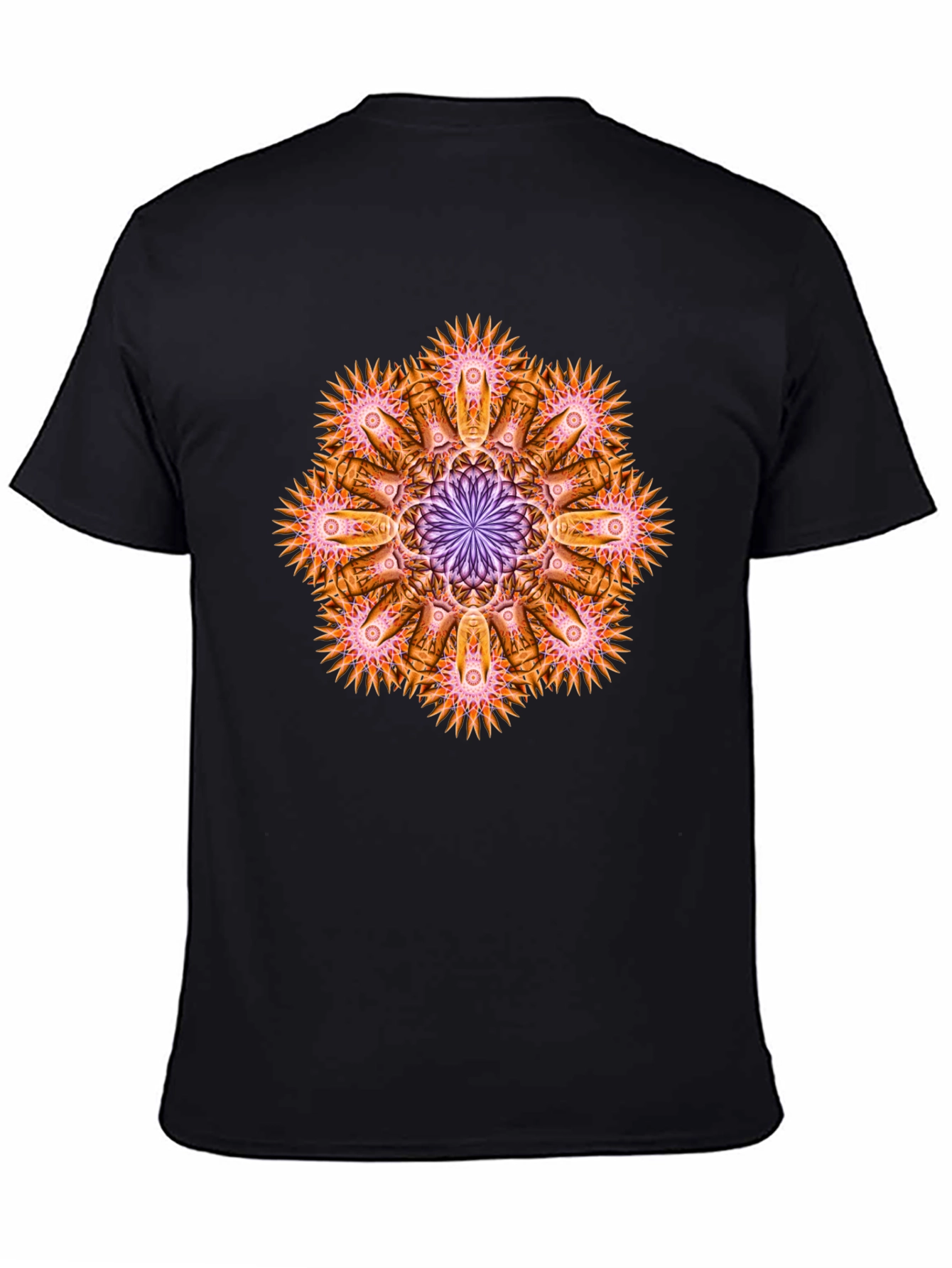 Abstract Mandala Graphic Tee - Black Cotton