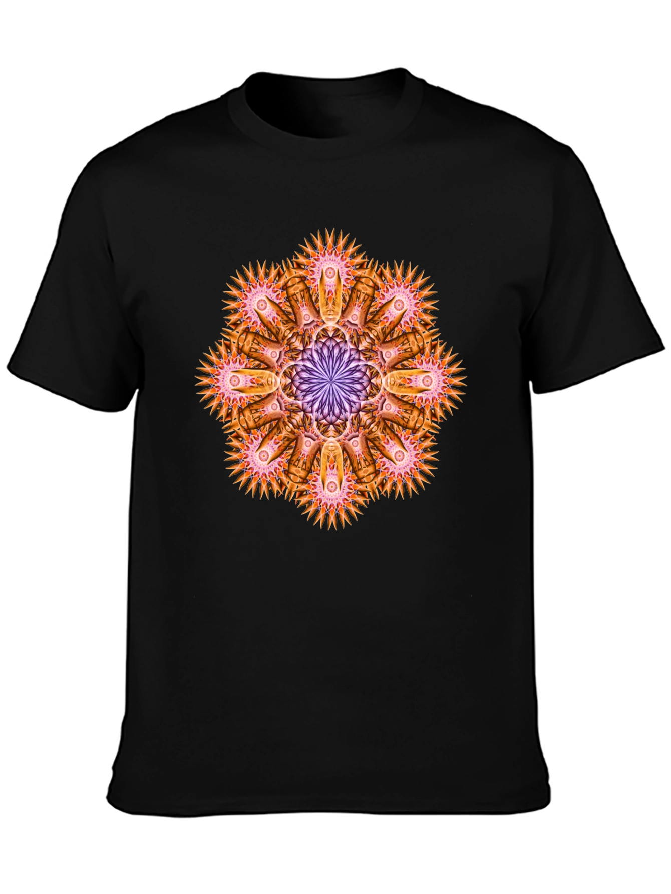 Abstract Mandala Graphic Tee - Black Cotton
