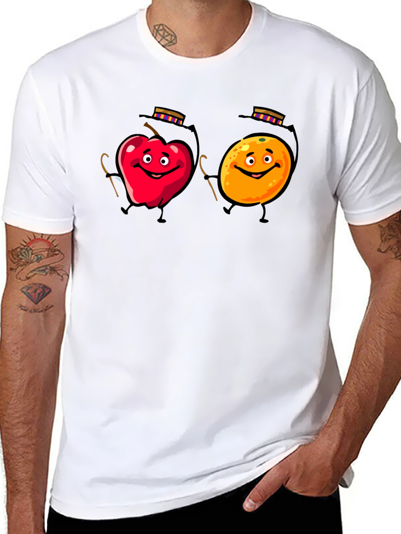 Apple & Orange Cartoon T-Shirt
