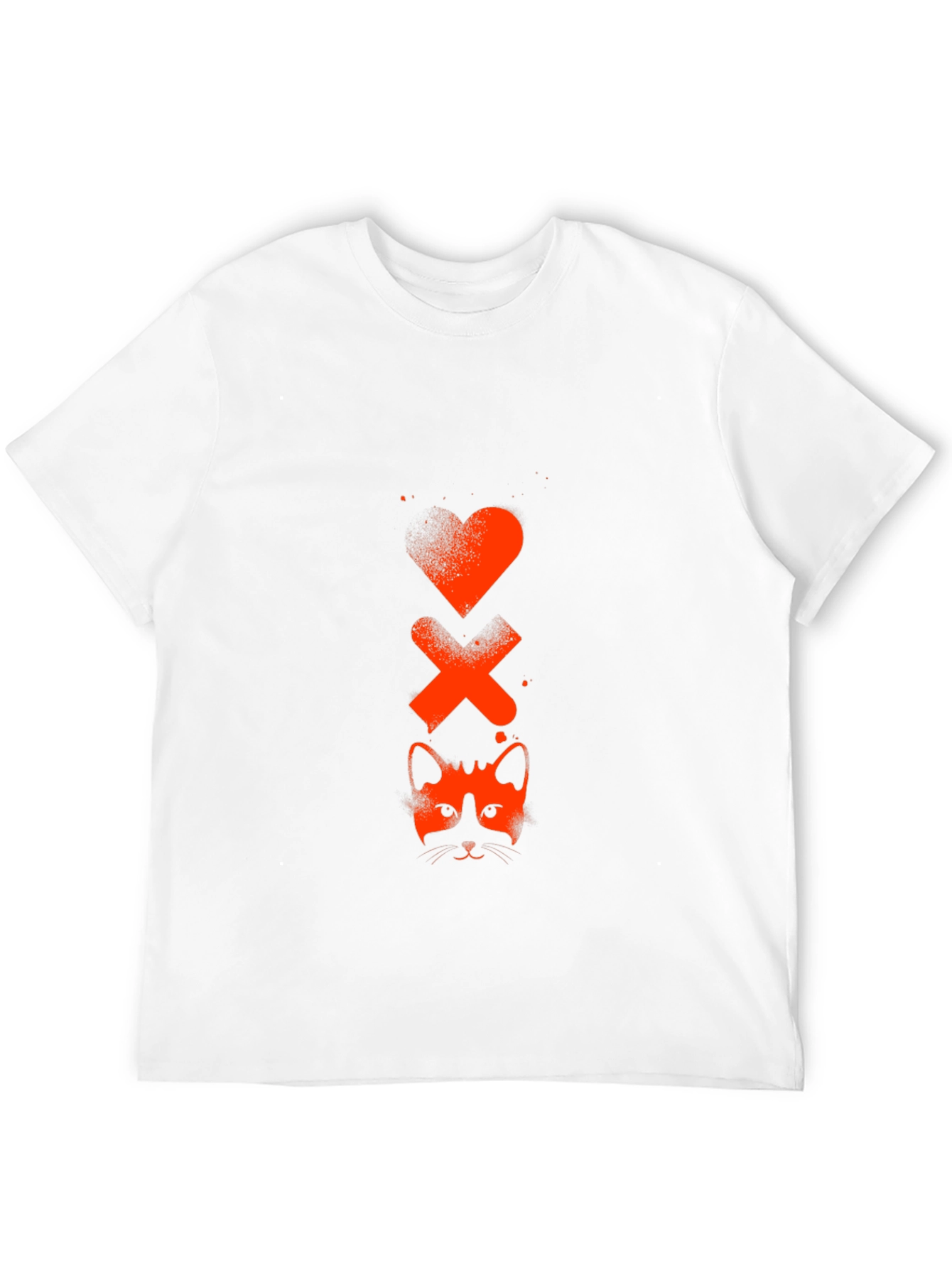 Heart Xs & Cat Face Graphic Tee - Black