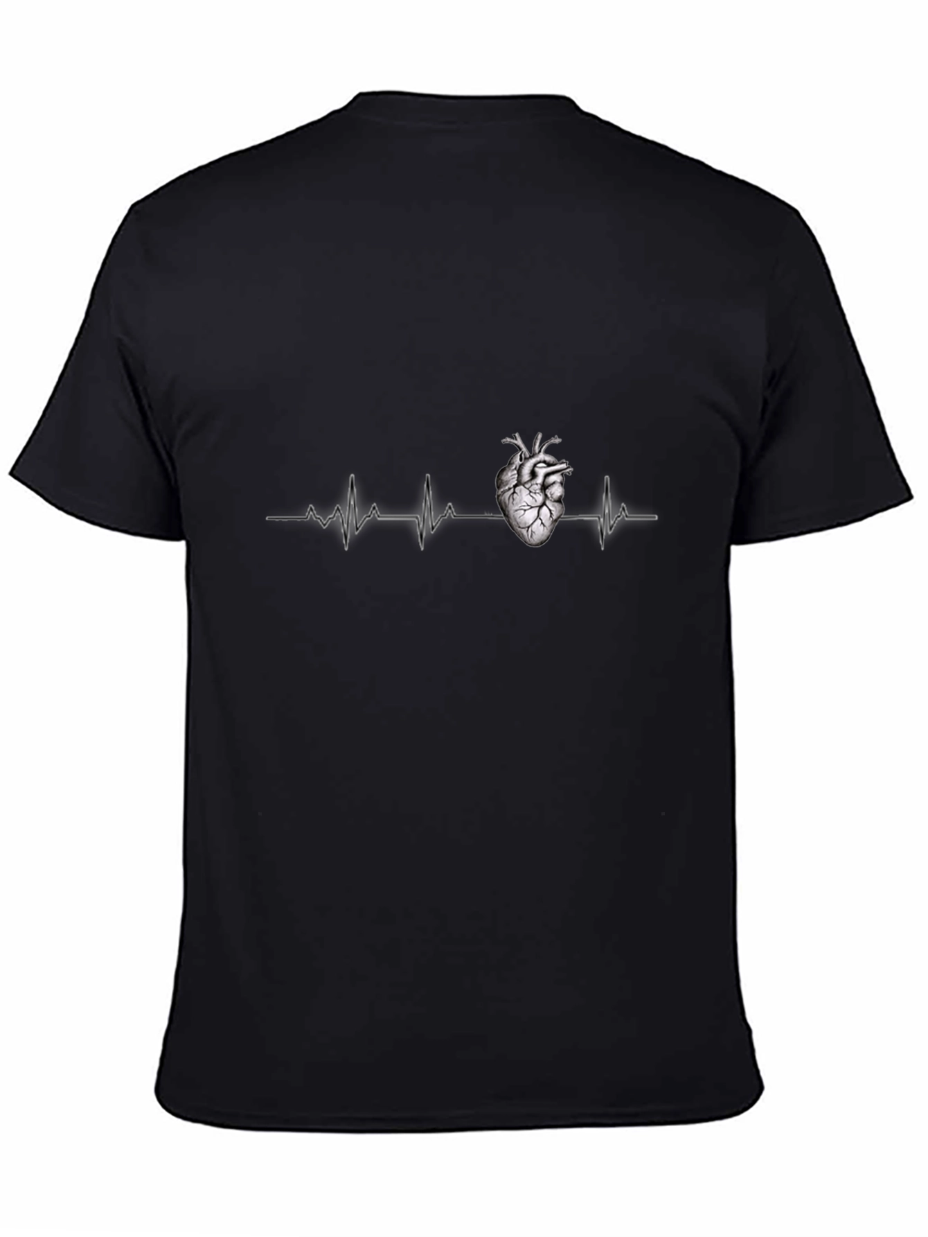 Heartbeat Graphic Tee - Black Crew Neck T-Shirt