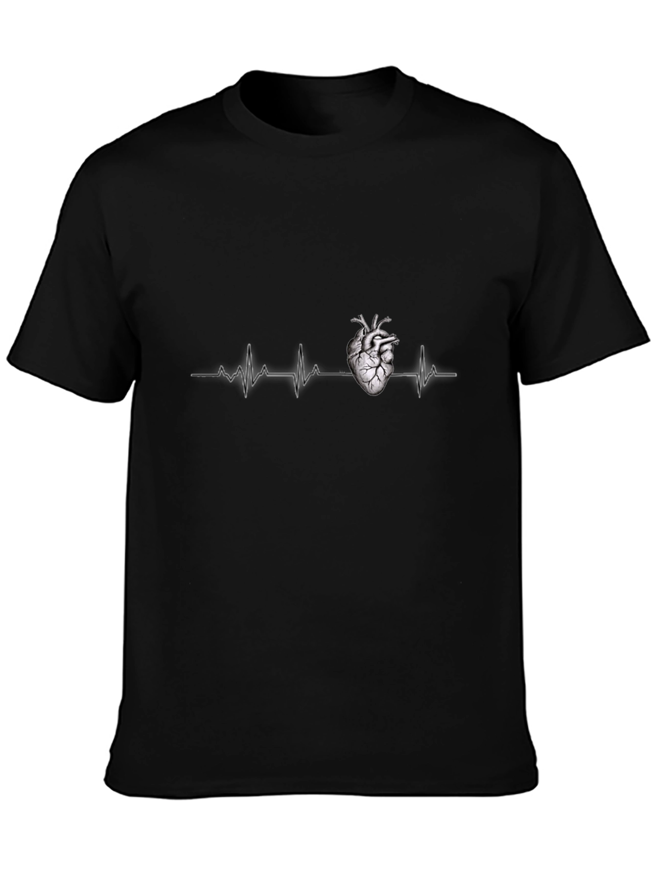 Heartbeat Graphic Tee - Black Crew Neck T-Shirt