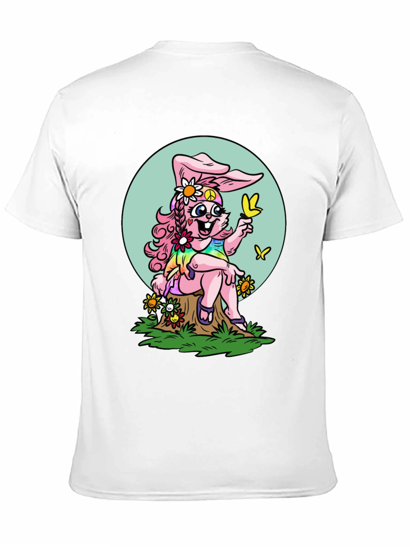 Hippie Bunny Graphic Tee - Peace Love & Butterflies