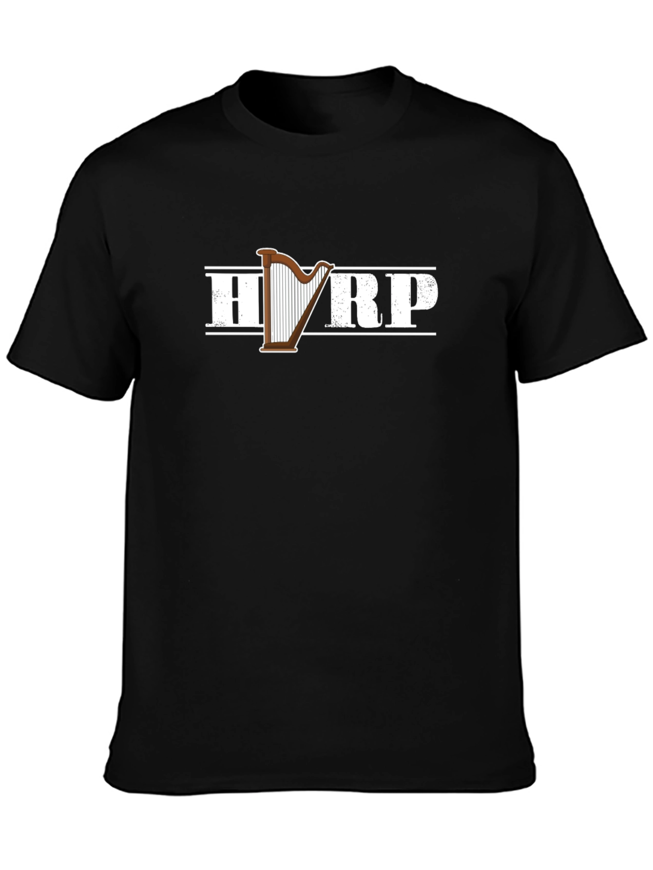 Harp Graphic Tee - Black Cotton Musician T-Shirt