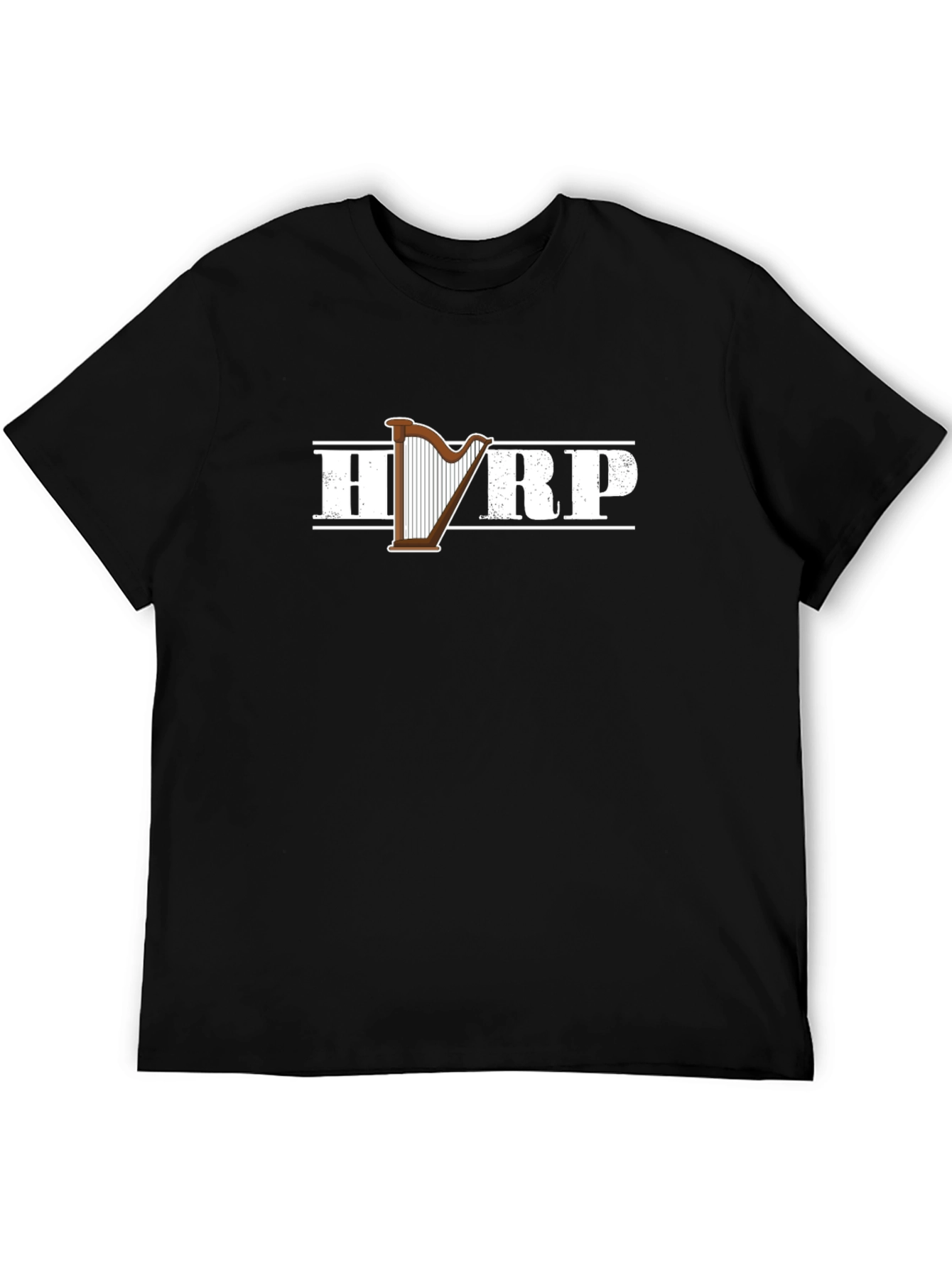 Harp Graphic Tee - Black Cotton Musician T-Shirt
