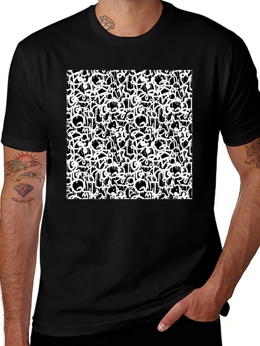 Abstract Graffiti Print Black T-Shirt