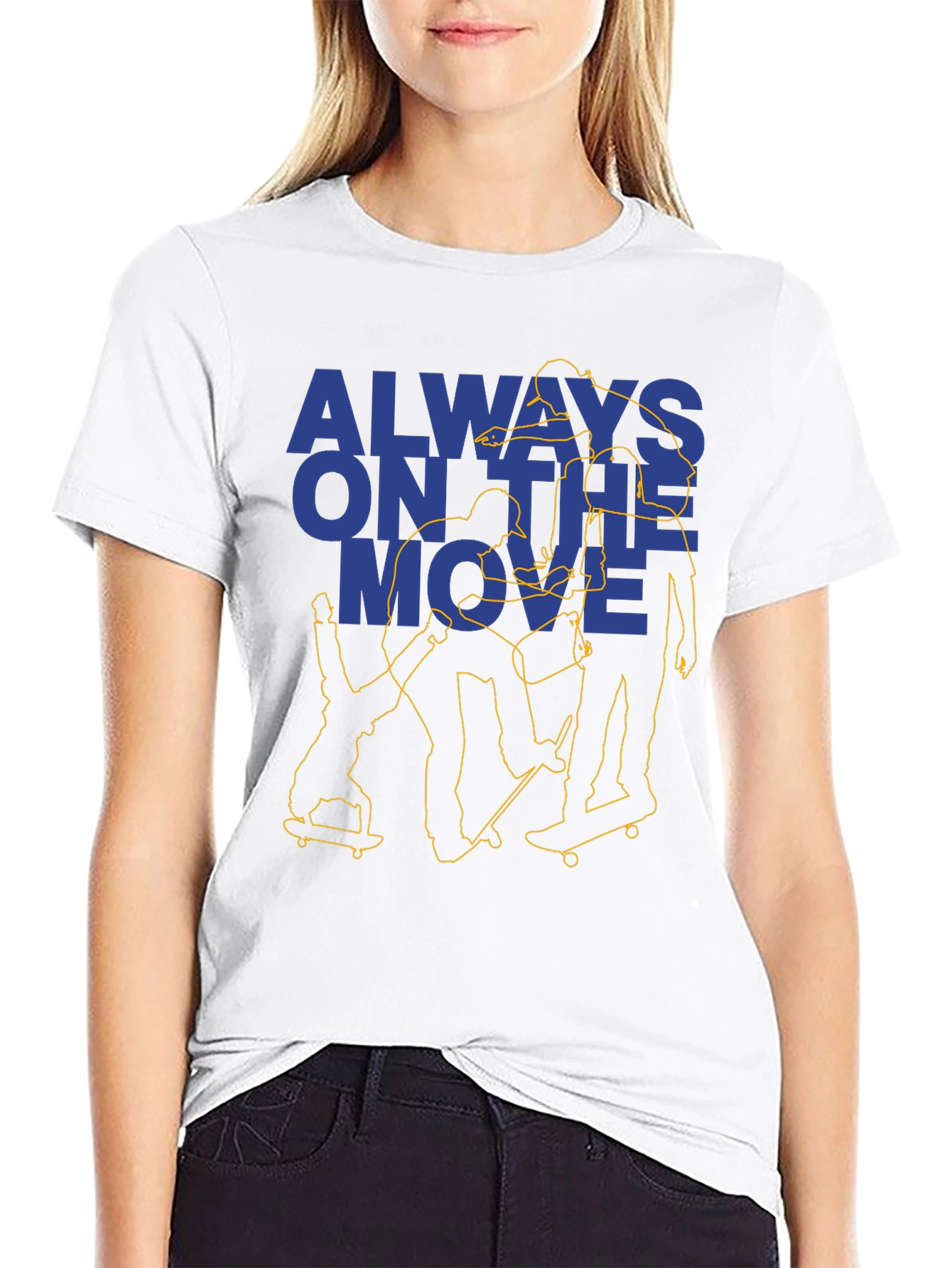 Always On the Move Skateboarder Black Graphic Tee