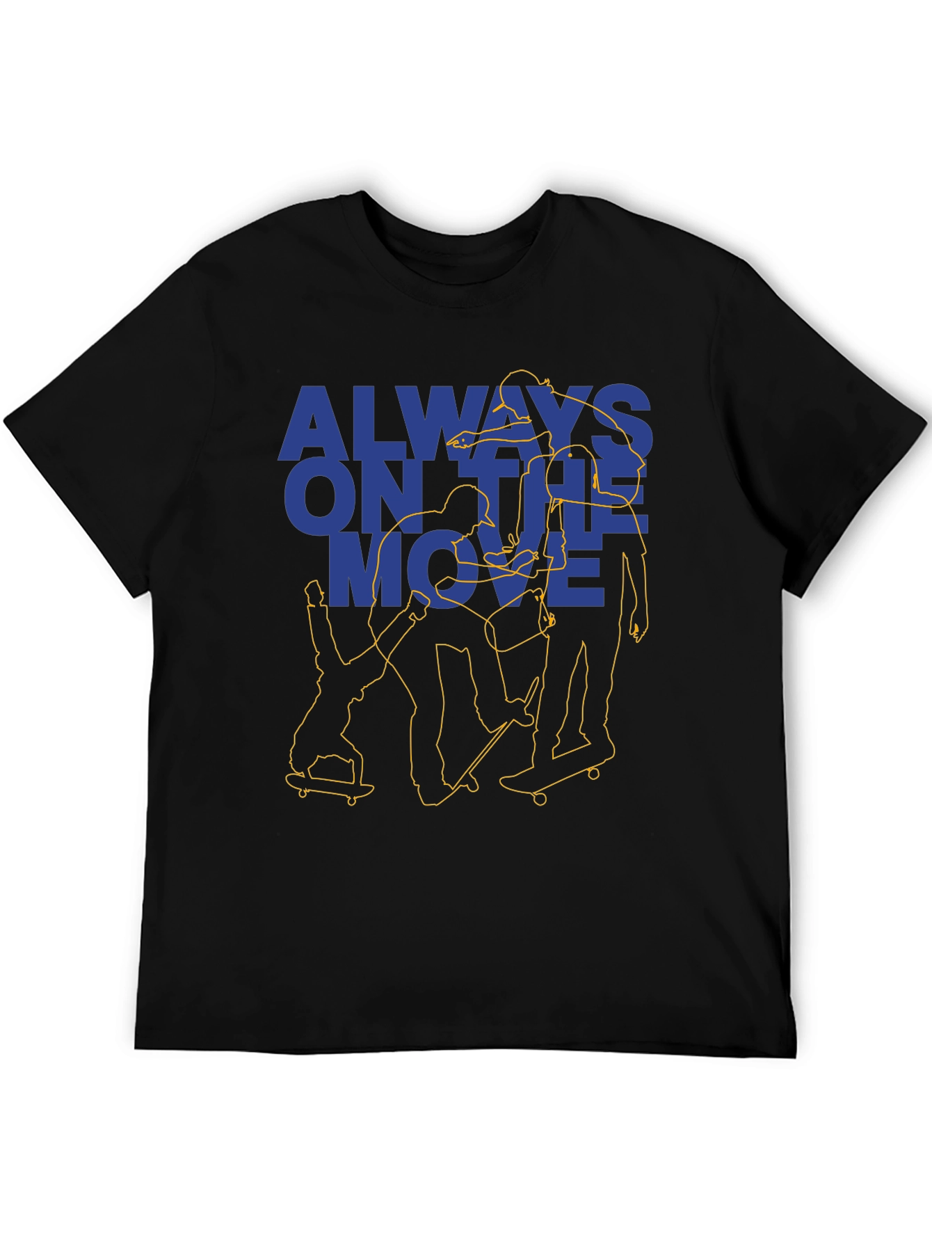 Always On the Move Skateboarder Black Graphic Tee