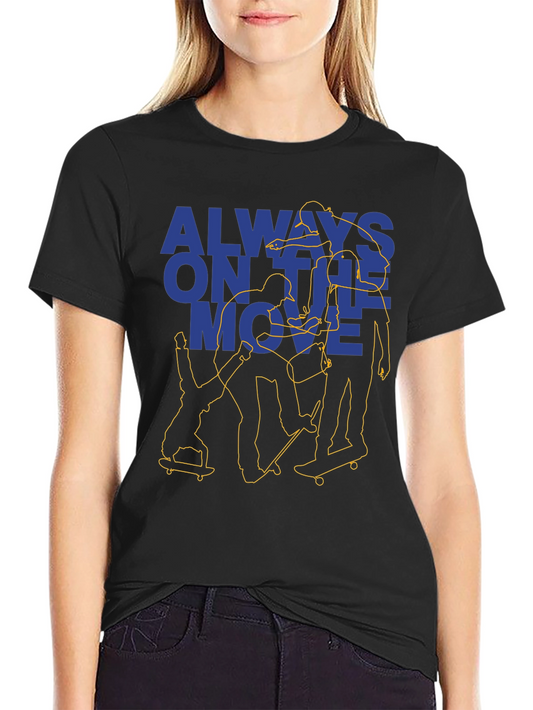 Always On the Move Skateboarder Black Graphic Tee
