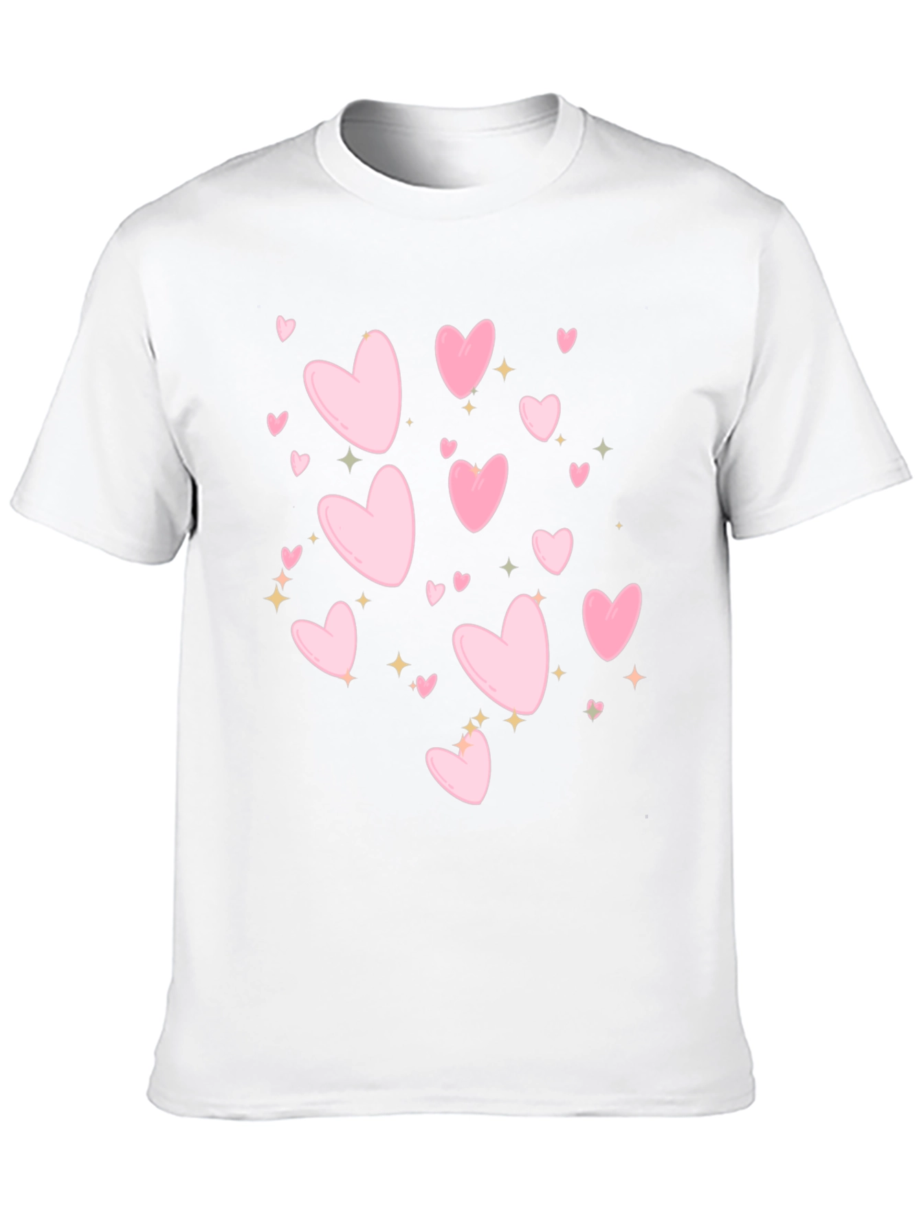 Heart Print Black Casual T-Shirt