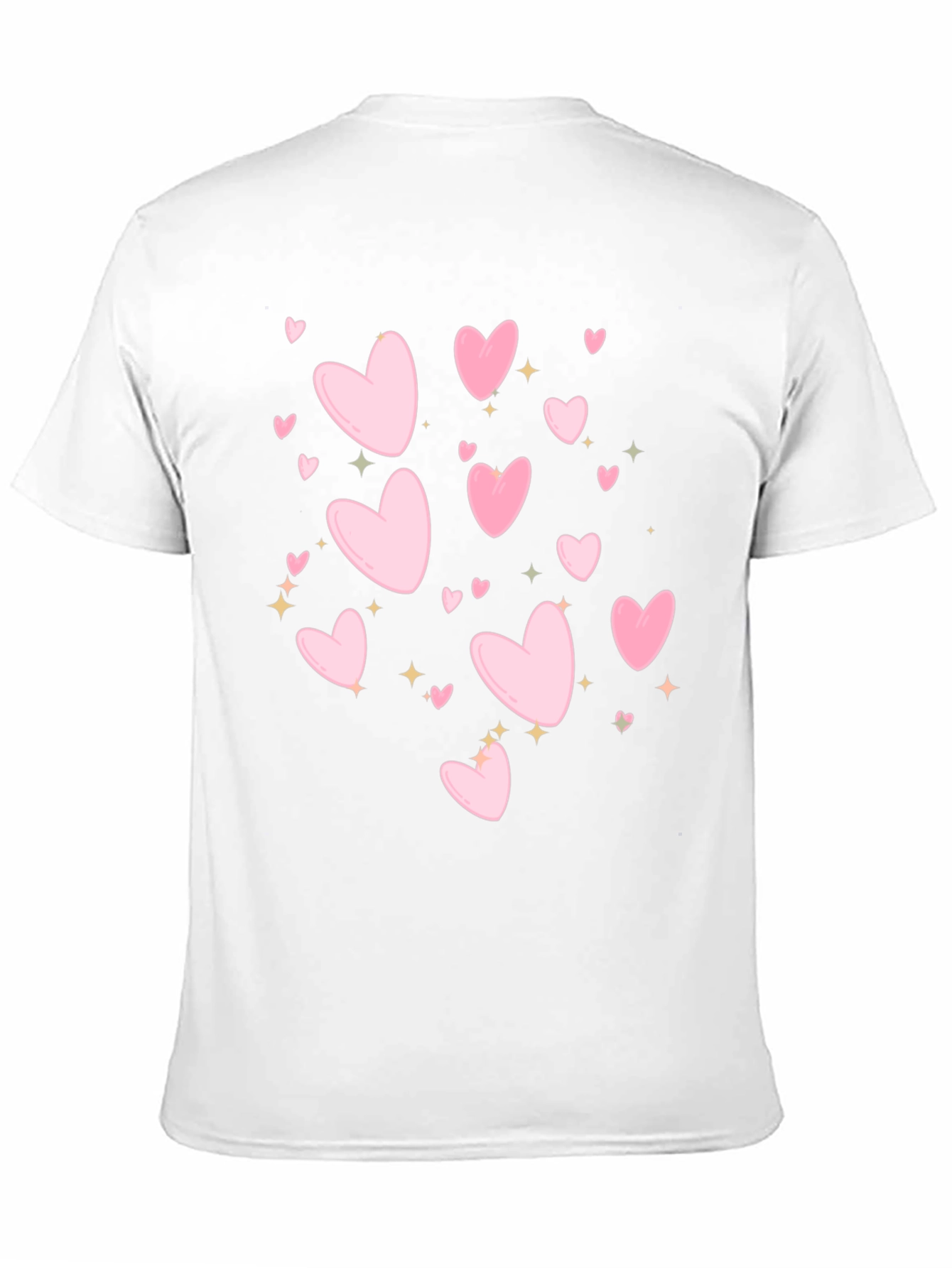 Heart Print Black Casual T-Shirt