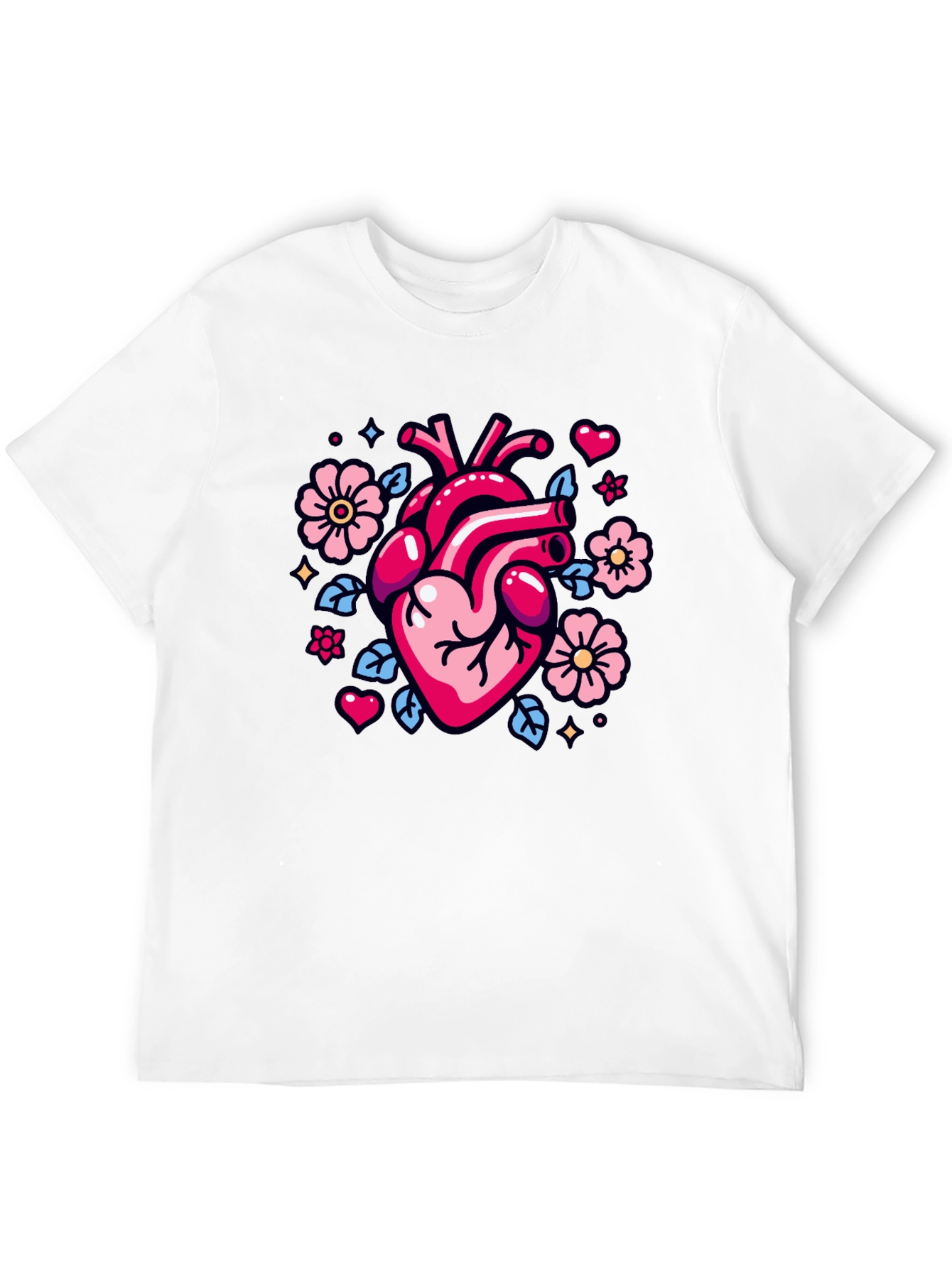 Anatomical Heart & Flowers Graphic Tee