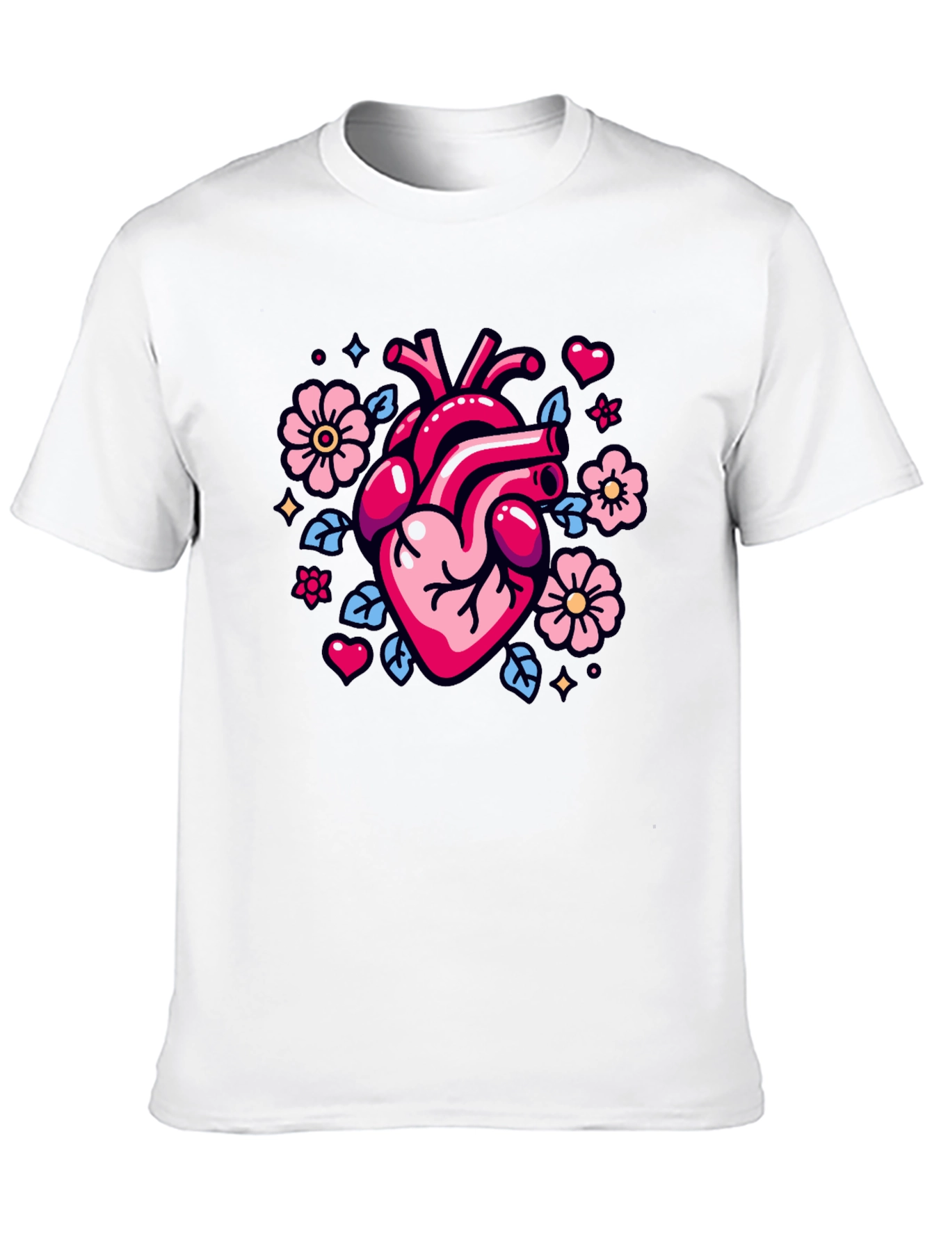 Anatomical Heart & Flowers Graphic Tee