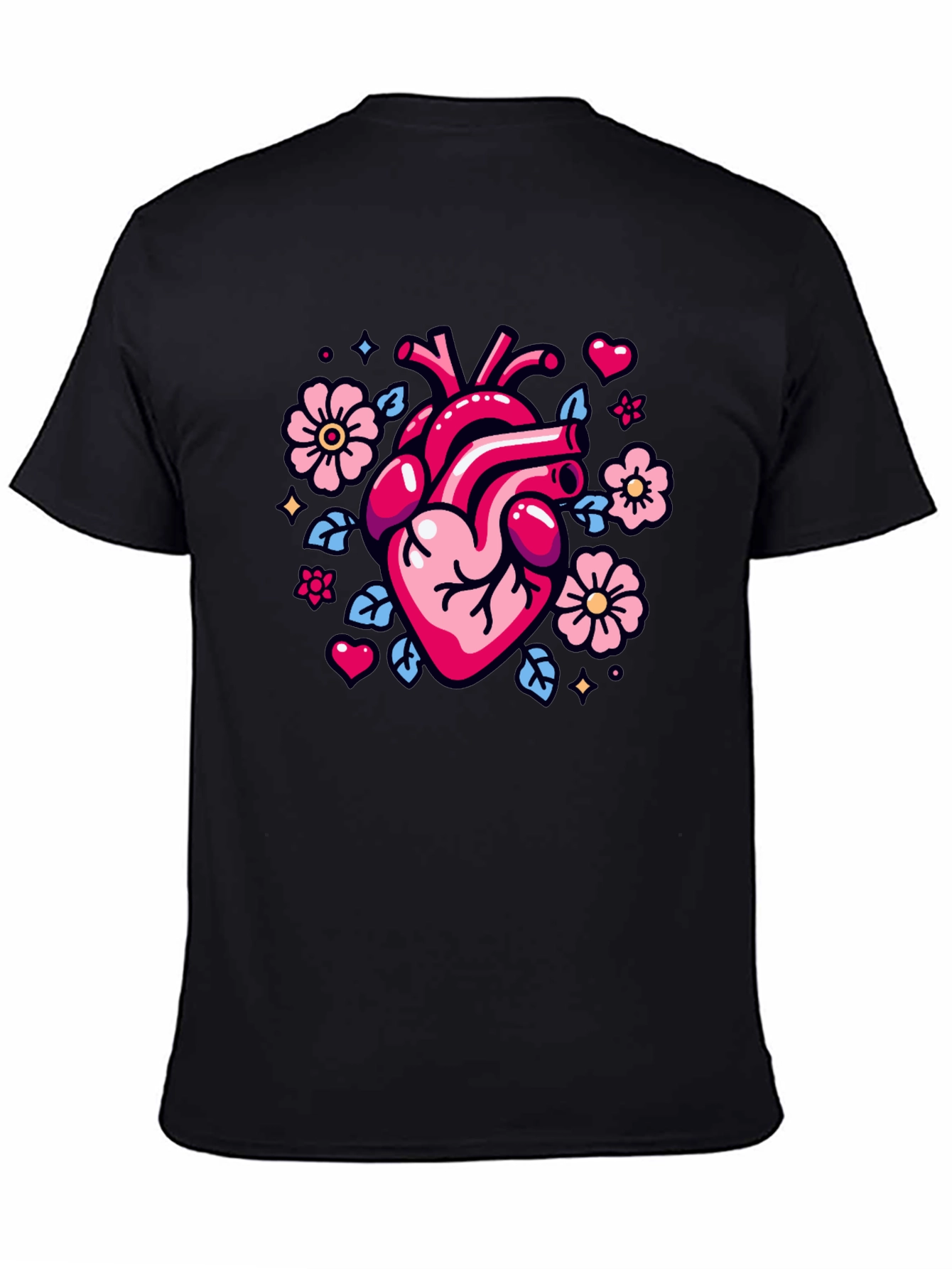 Anatomical Heart & Flowers Graphic Tee