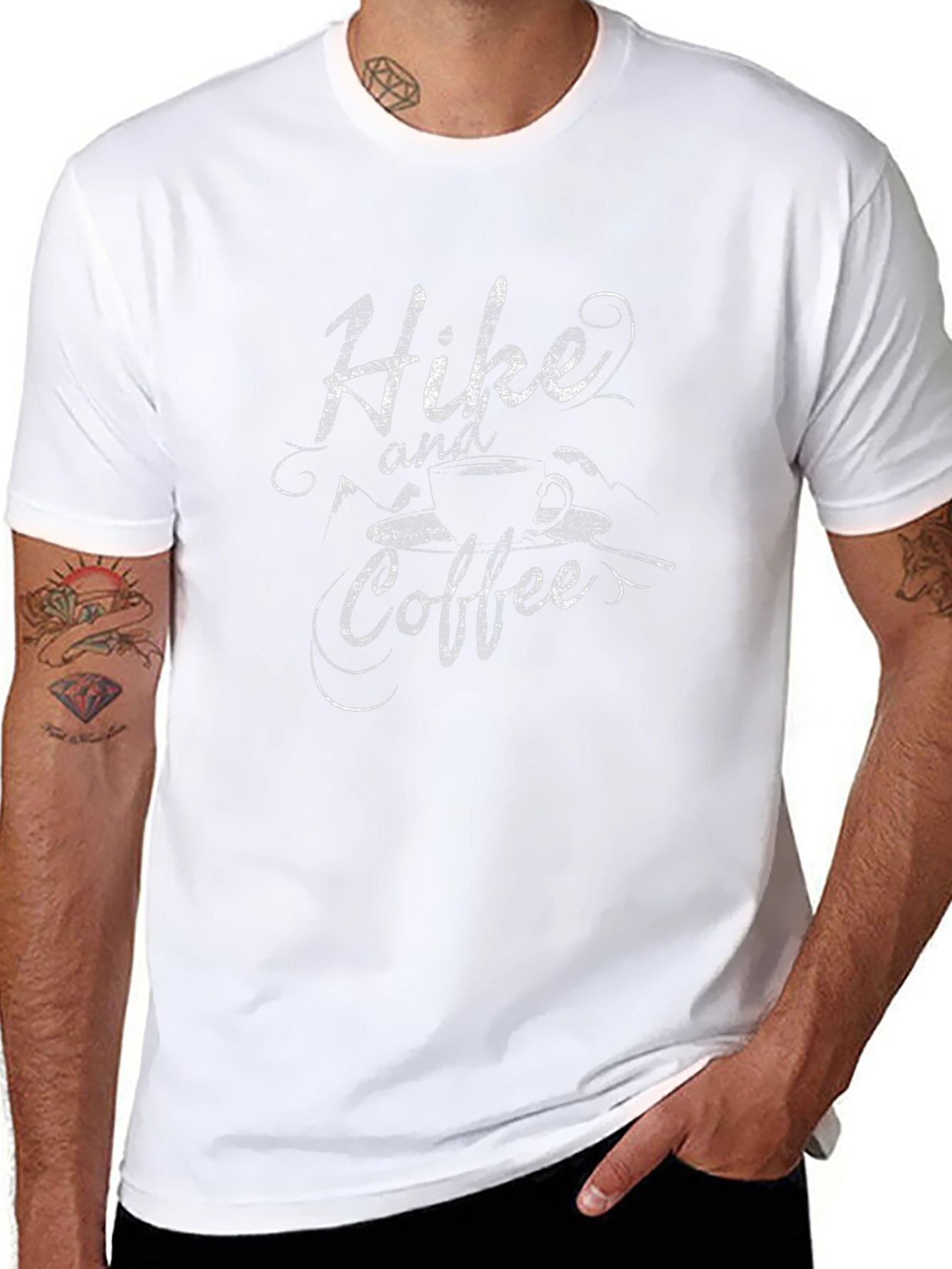 Hike and Coffee Black Graphic Tee