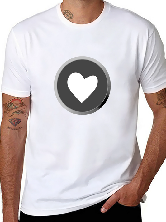 Heart Button Graphic Tee - Soft Black Cotton T-Shirt