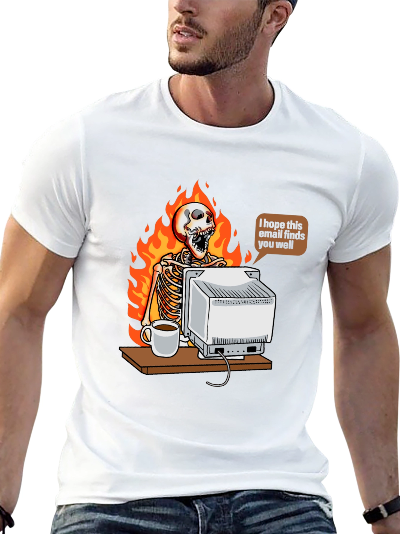 Humorous Skeleton on Fire T-Shirt
