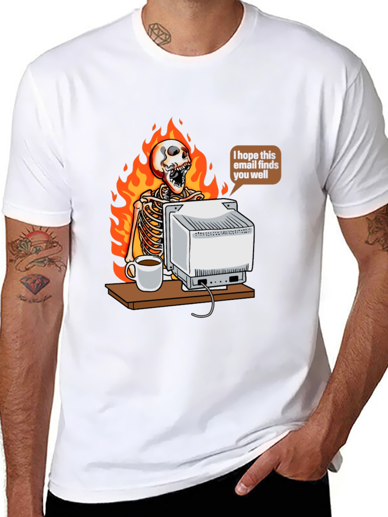 Humorous Skeleton on Fire T-Shirt