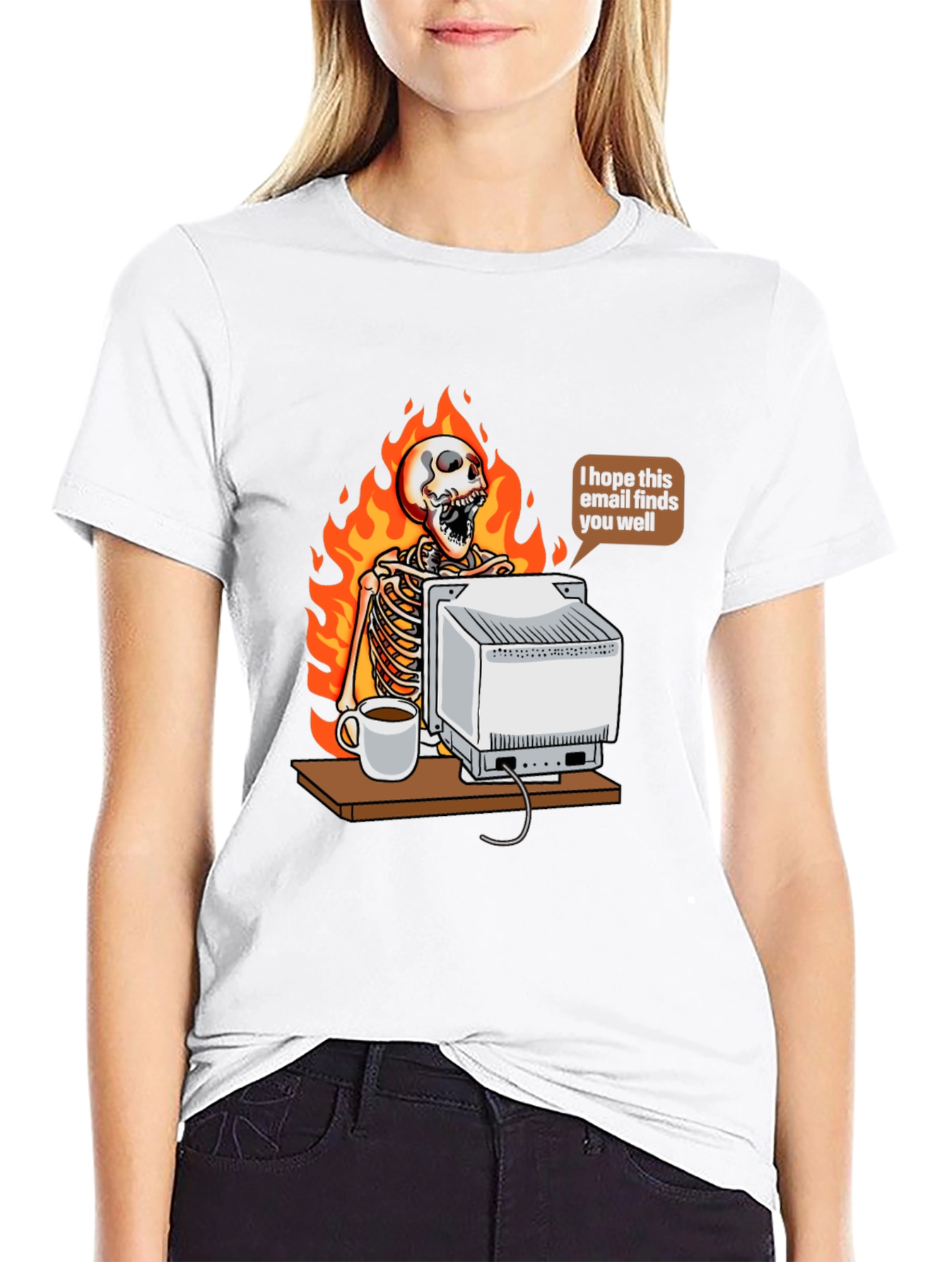 Humorous Skeleton on Fire T-Shirt