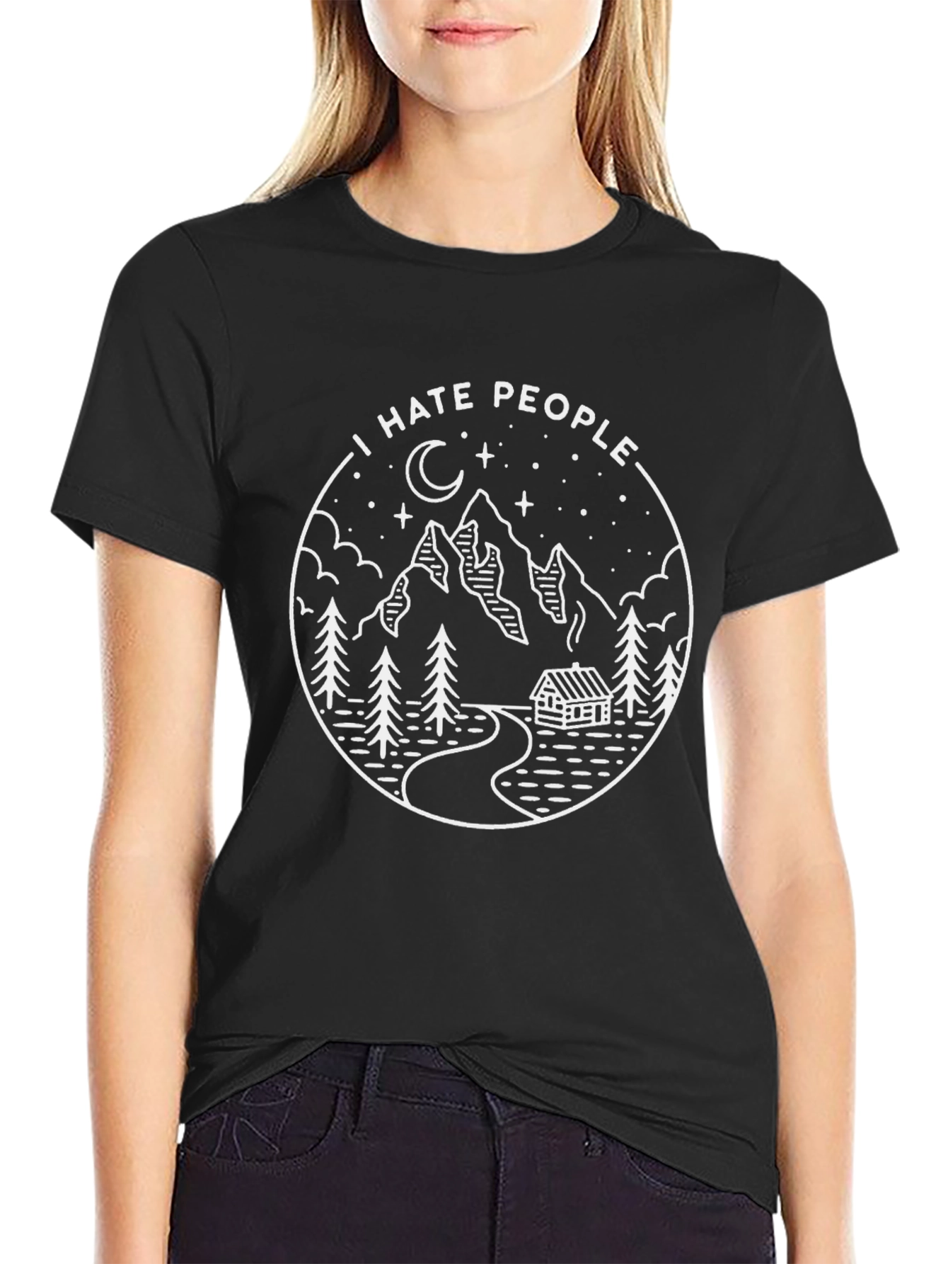 I Hate People Graphic Tee - Mountain Scene