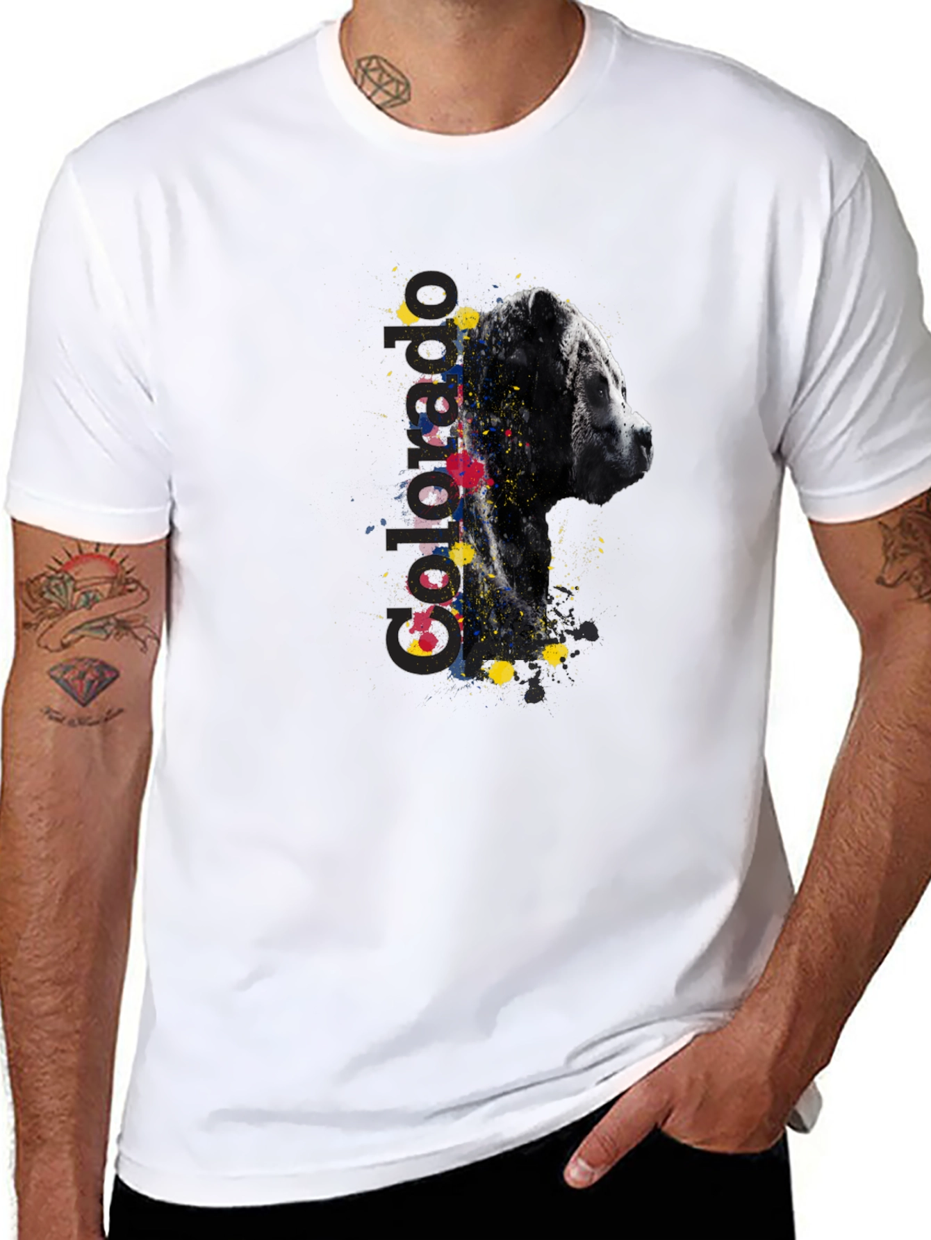 Abstract Dog Graphic Tee - Mens Black T-Shirt
