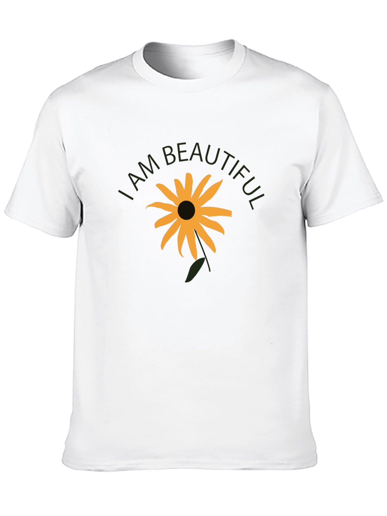 I Am Beautiful Sunflower Graphic Tee - Black