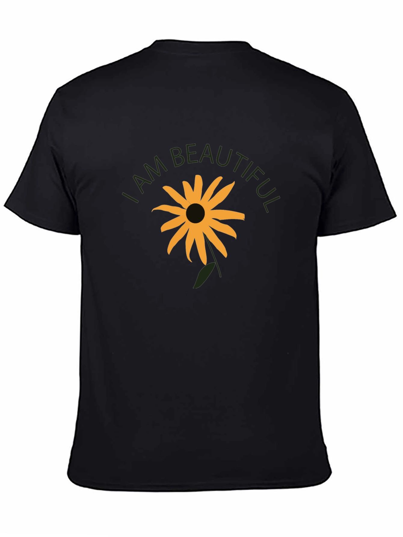 I Am Beautiful Sunflower Graphic Tee - Black