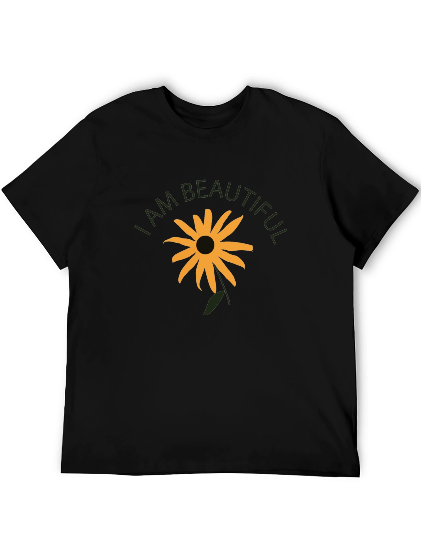 I Am Beautiful Sunflower Graphic Tee - Black