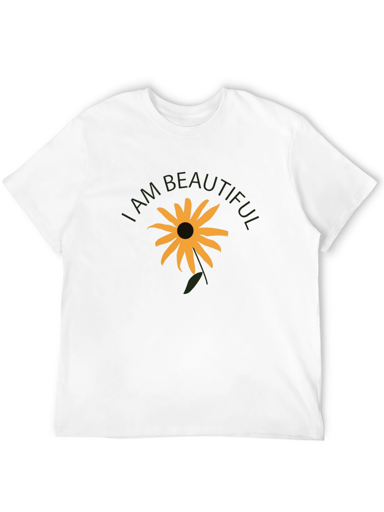 I Am Beautiful Sunflower Graphic Tee - Black