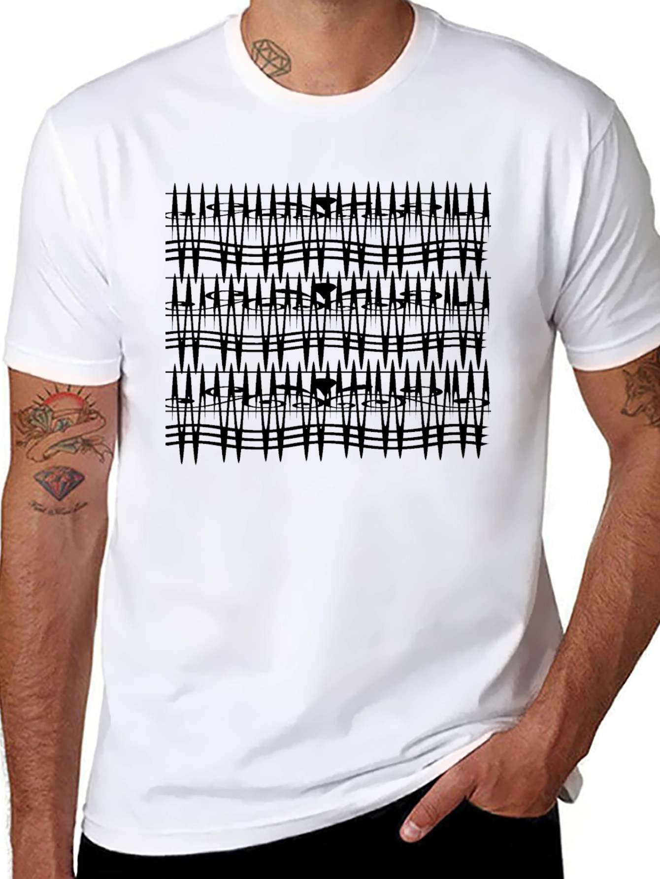 Abstract Geometric Pattern Black T-Shirt