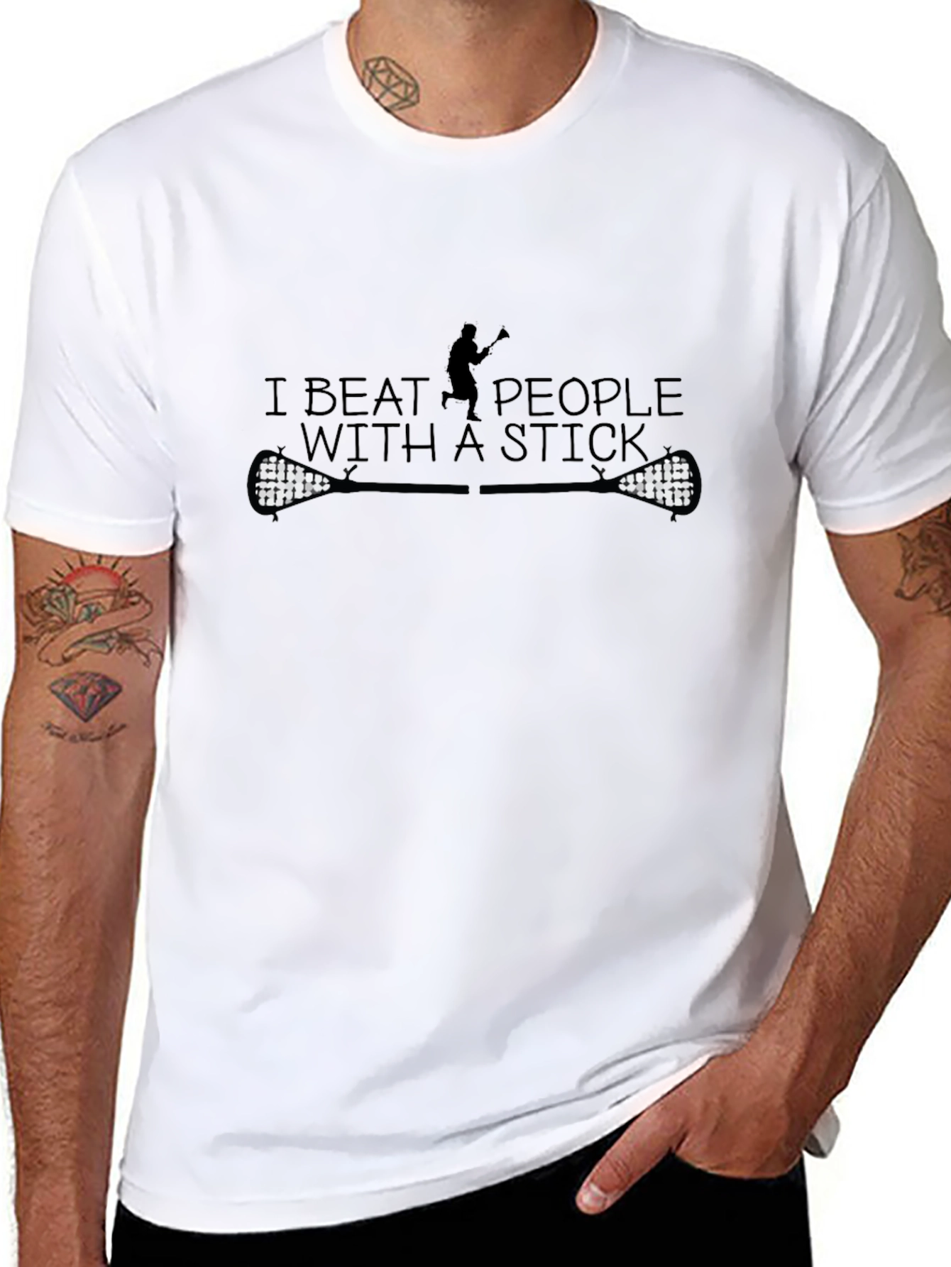 I Beat People With A Stick Lacrosse T-Shirt